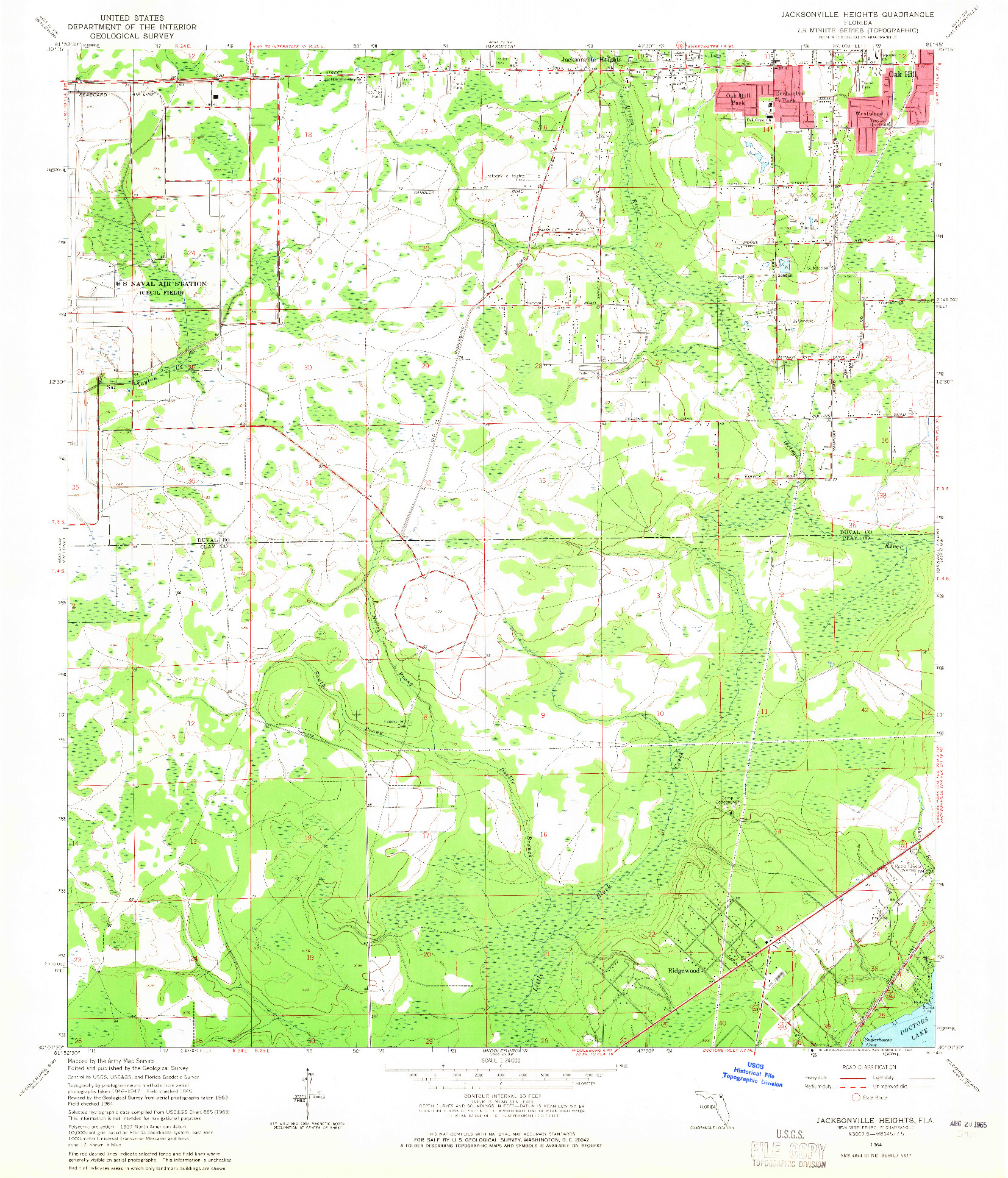 USGS 1:24000-SCALE QUADRANGLE FOR JACKSONVILLE HEIGHTS, FL 1964