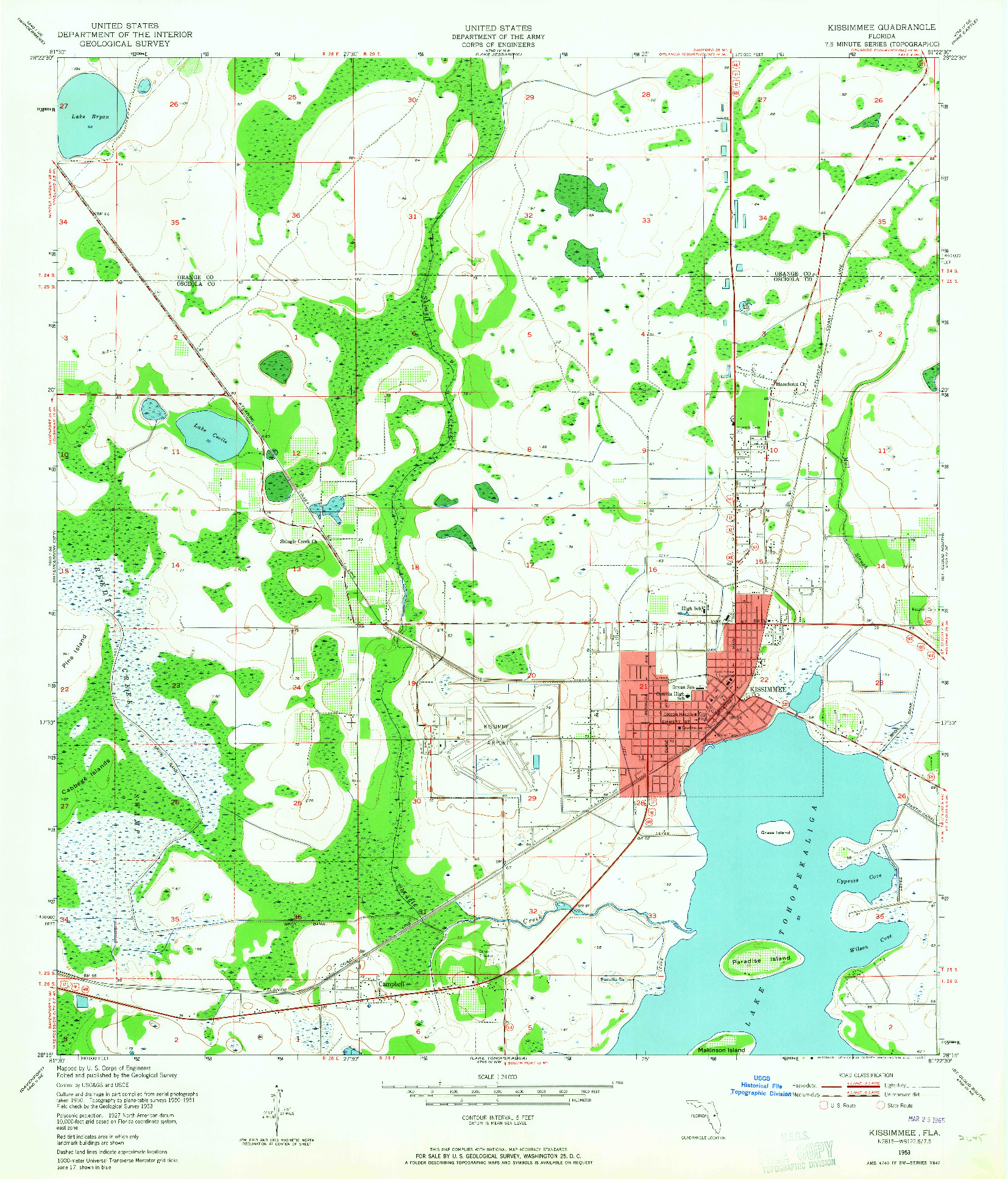 USGS 1:24000-SCALE QUADRANGLE FOR KISSIMMEE, FL 1953