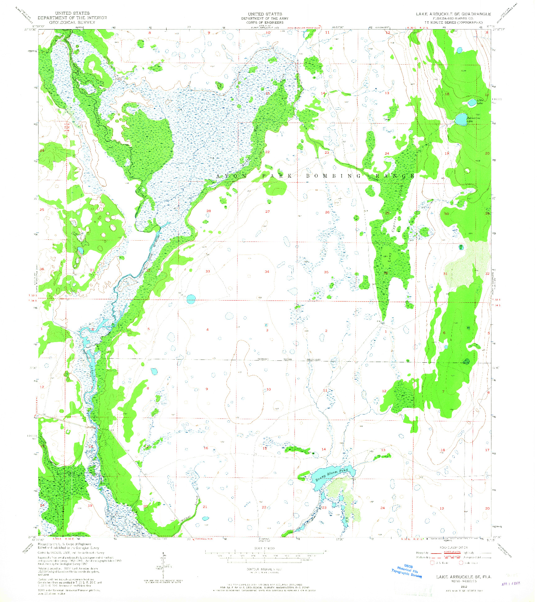 USGS 1:24000-SCALE QUADRANGLE FOR LAKE ARBUCKLE SE, FL 1952