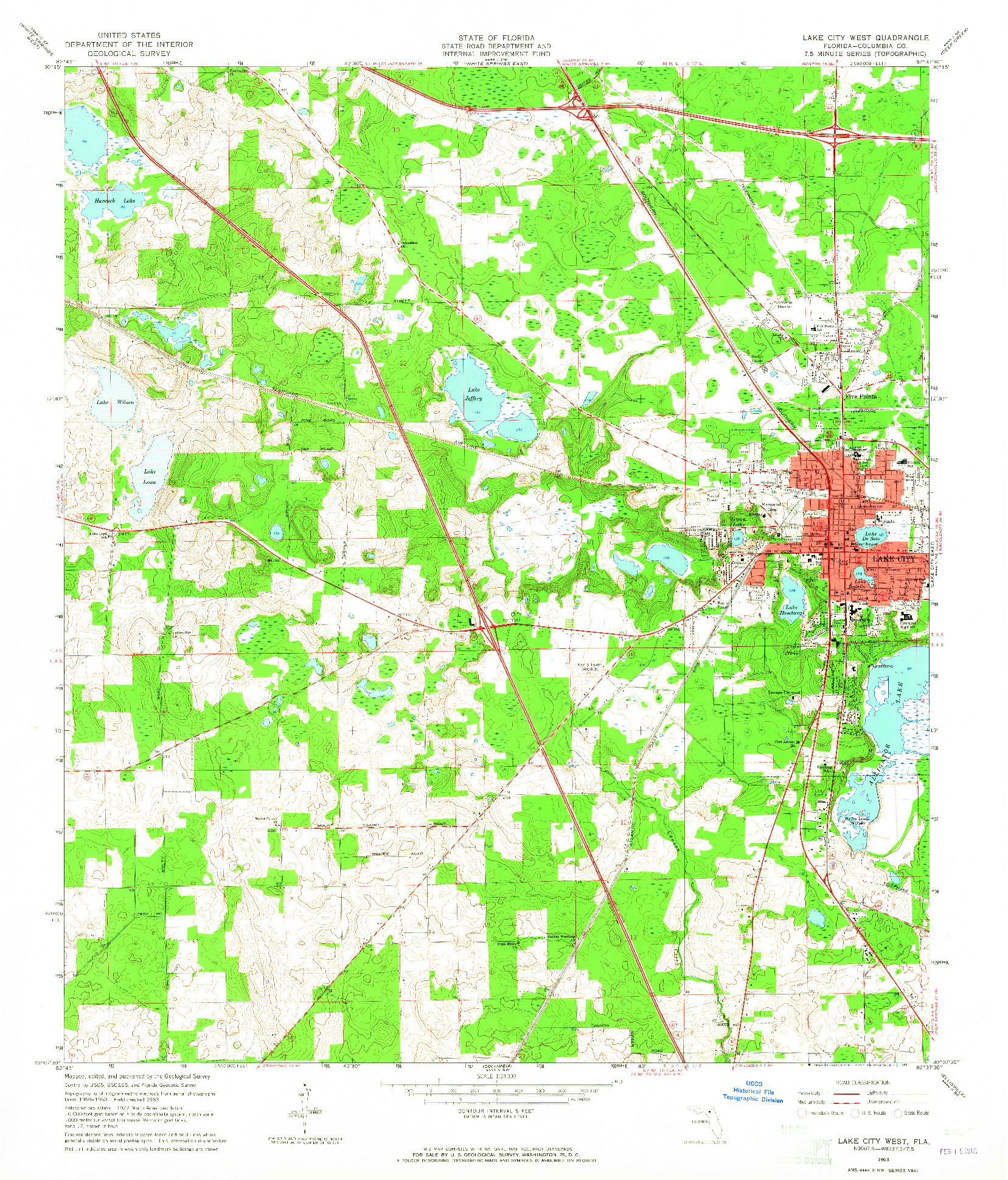 USGS 1:24000-SCALE QUADRANGLE FOR LAKE CITY WEST, FL 1963