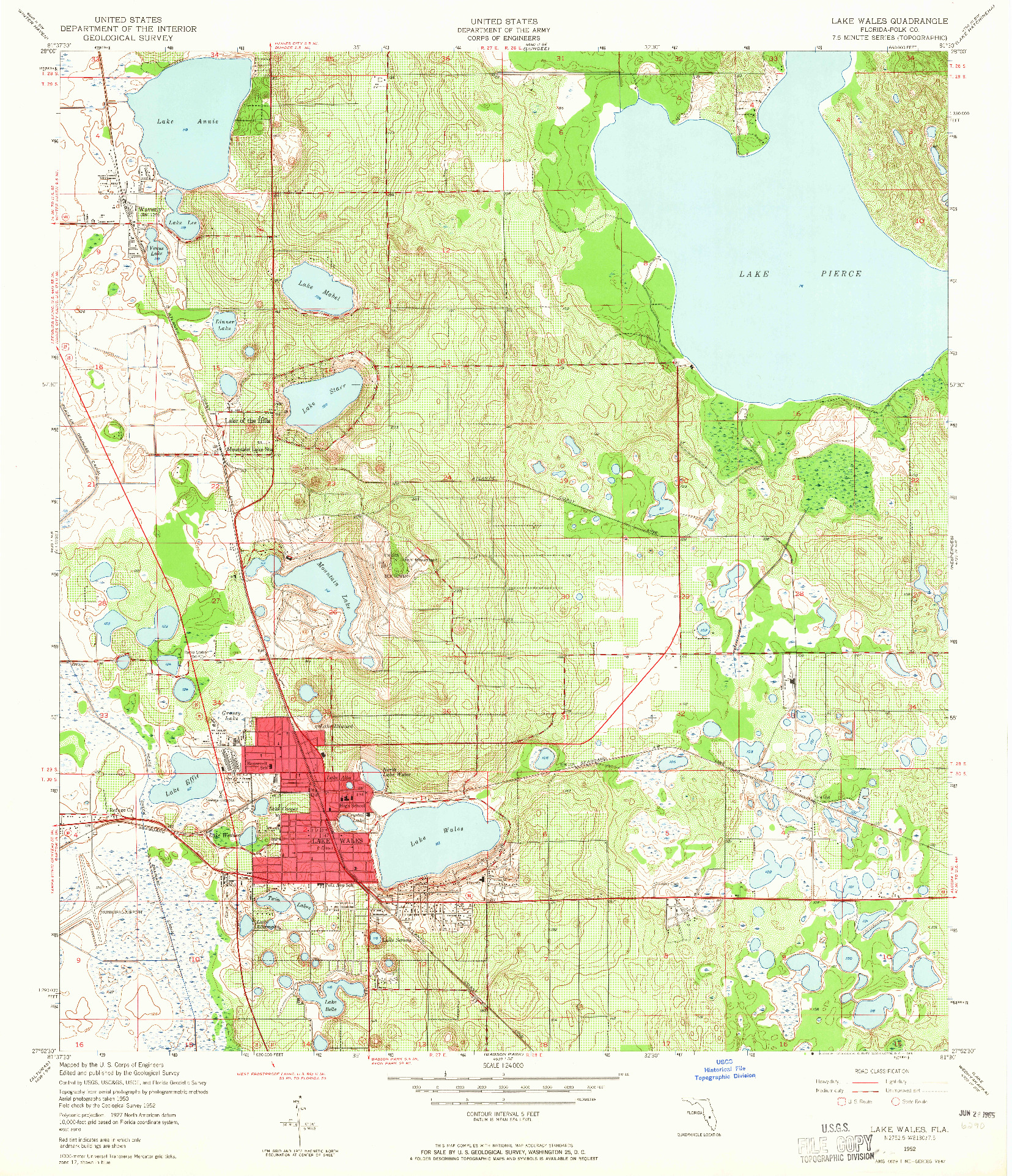 USGS 1:24000-SCALE QUADRANGLE FOR LAKE WALES, FL 1952