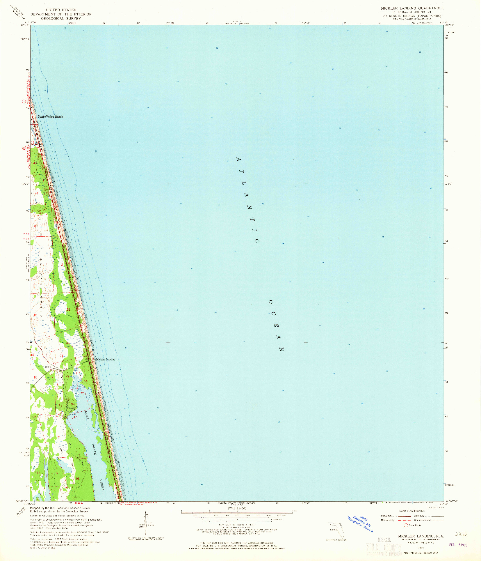 USGS 1:24000-SCALE QUADRANGLE FOR MICKLER LANDING, FL 1964