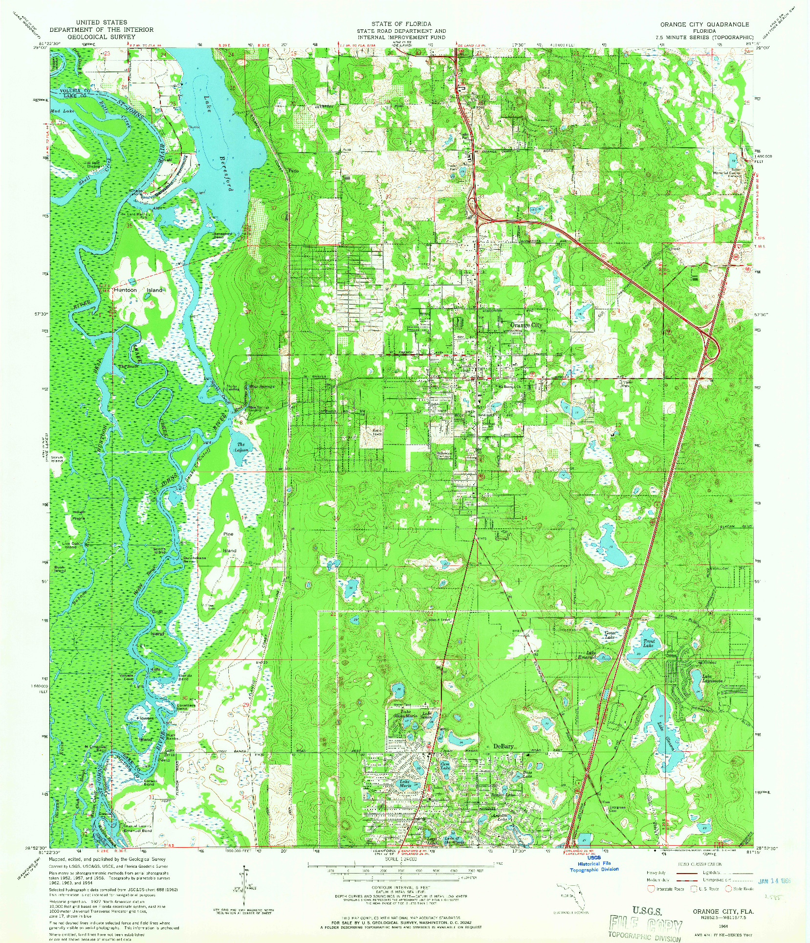 USGS 1:24000-SCALE QUADRANGLE FOR ORANGE CITY, FL 1964