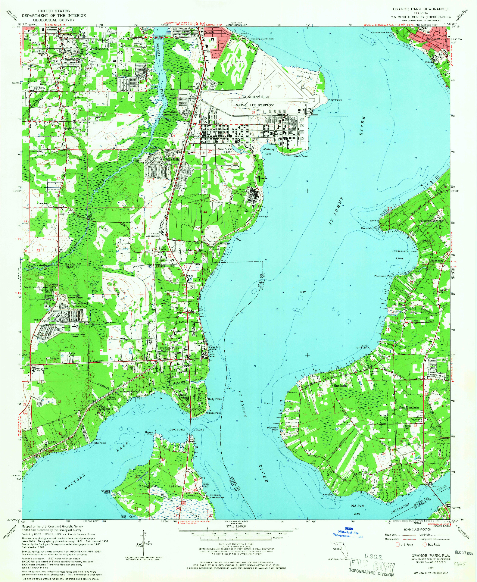 USGS 1:24000-SCALE QUADRANGLE FOR ORANGE PARK, FL 1964