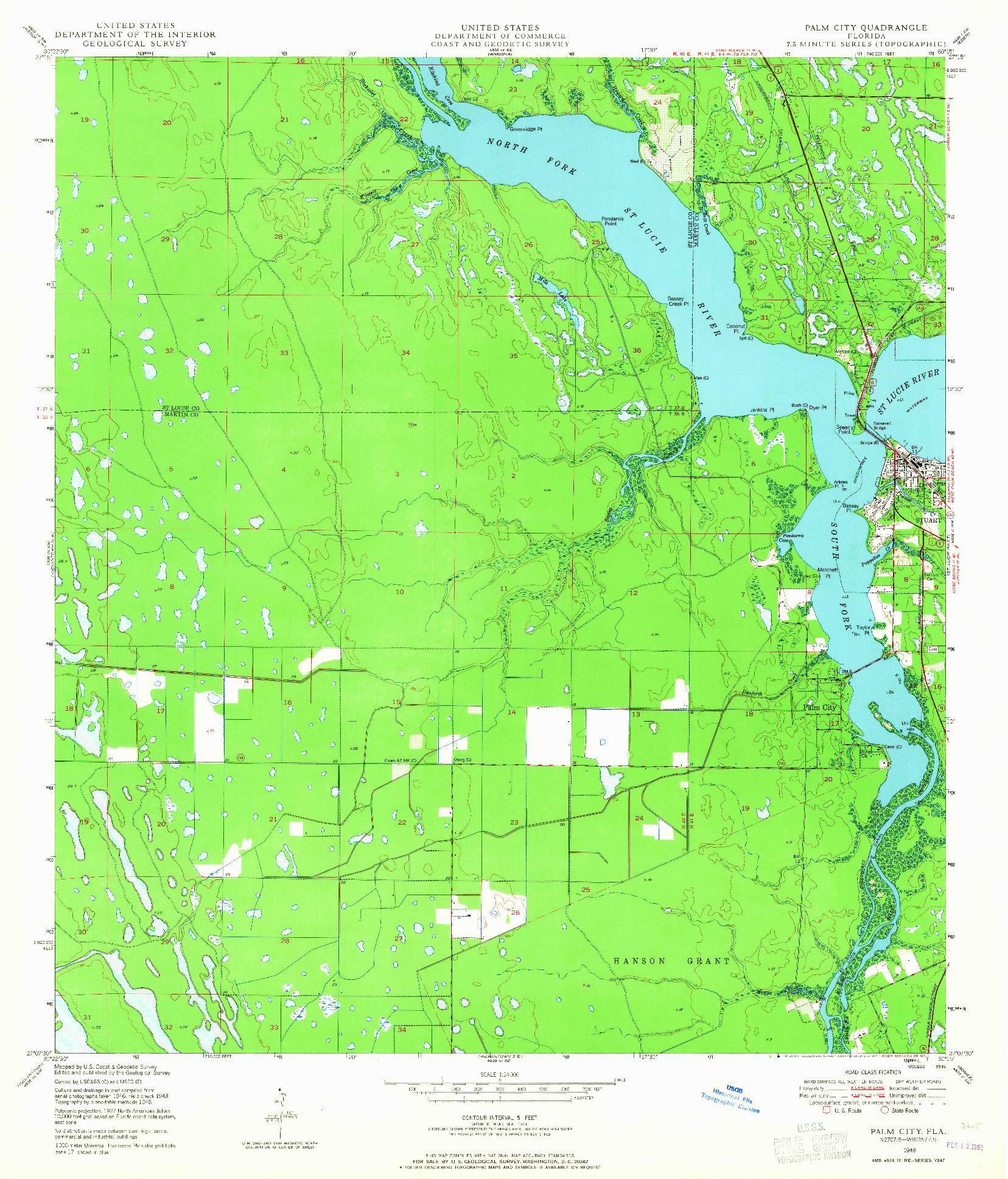 USGS 1:24000-SCALE QUADRANGLE FOR PALM CITY, FL 1948