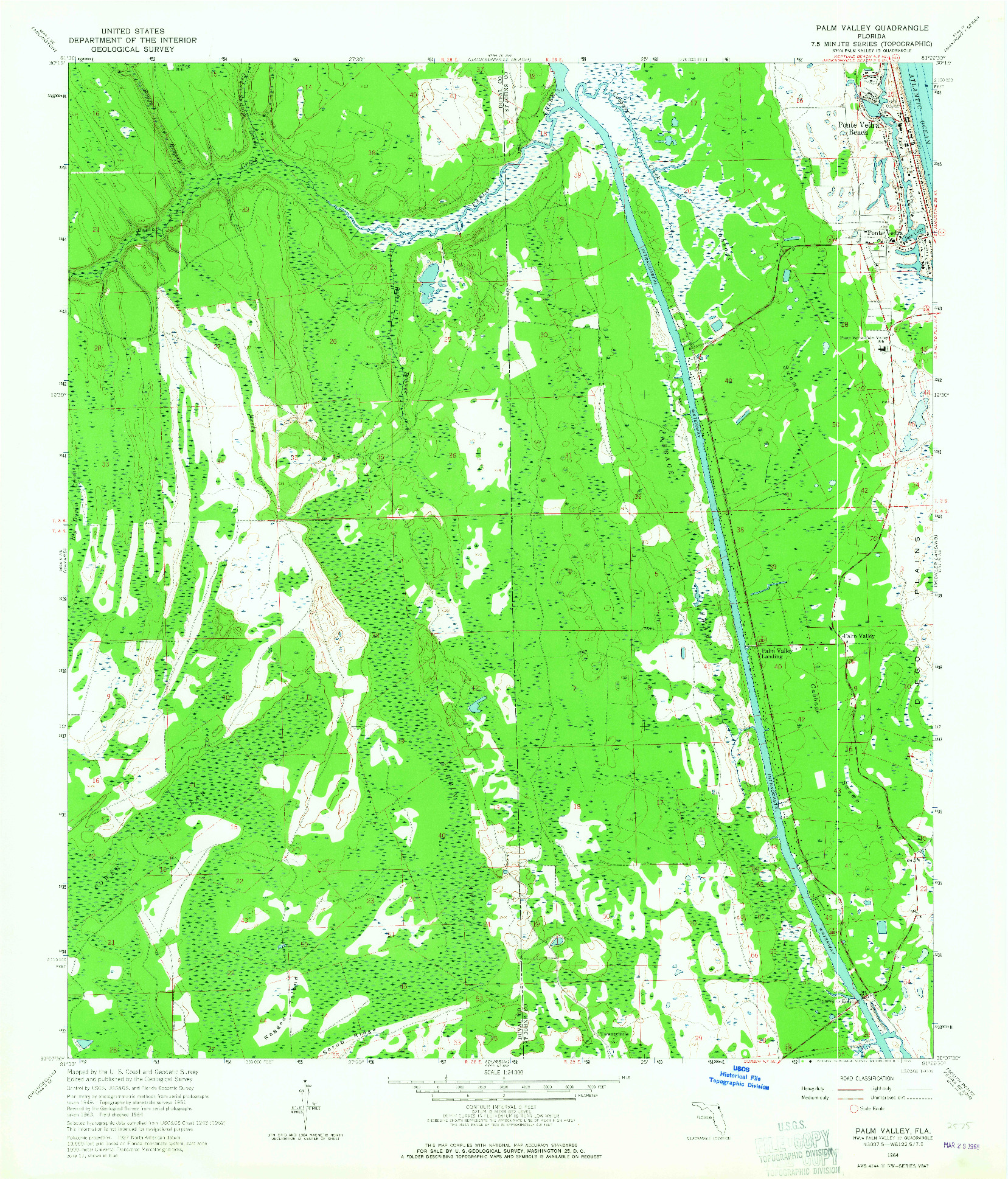 USGS 1:24000-SCALE QUADRANGLE FOR PALM VALLEY, FL 1964