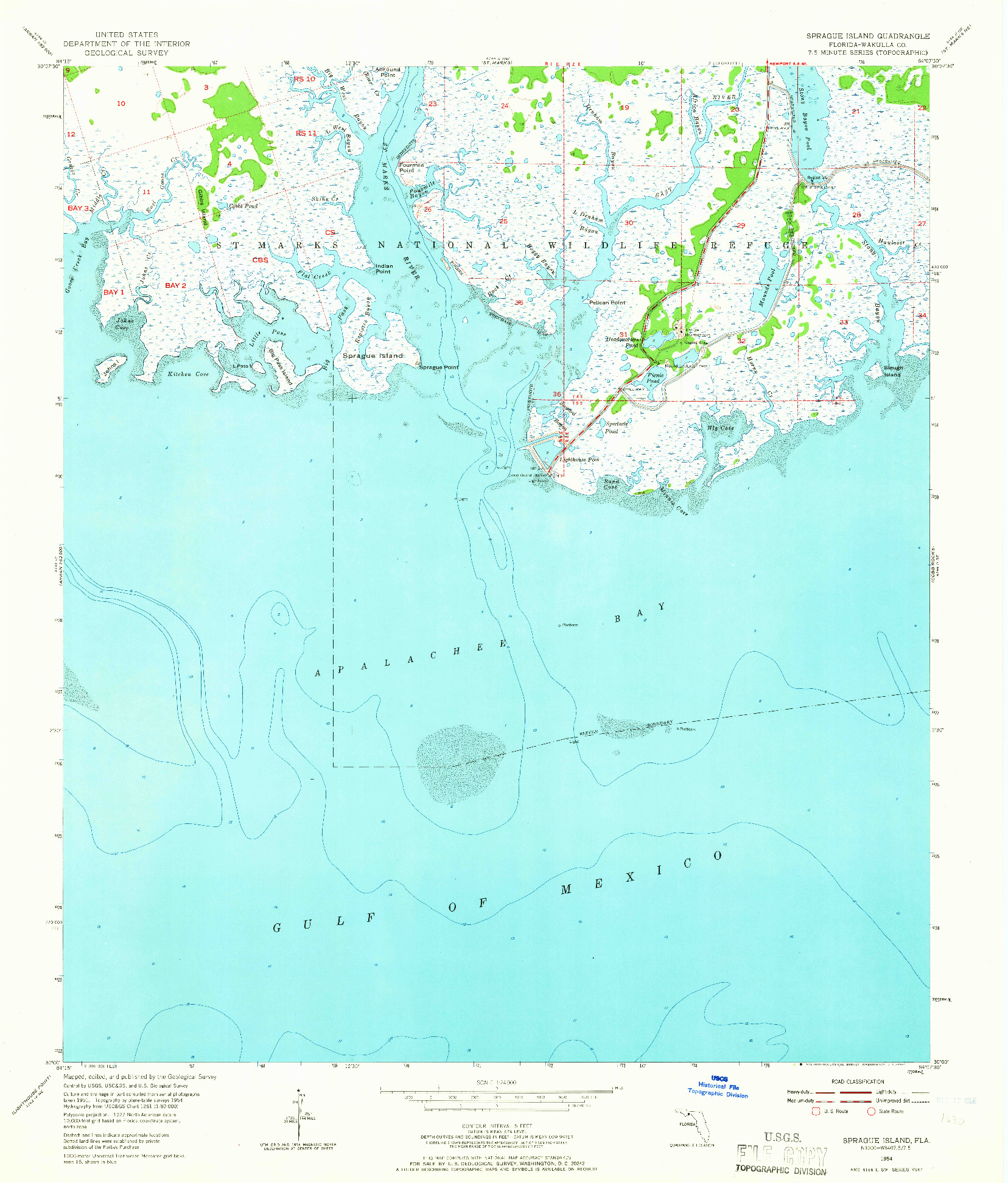 USGS 1:24000-SCALE QUADRANGLE FOR SPRAGUE ISLAND, FL 1954