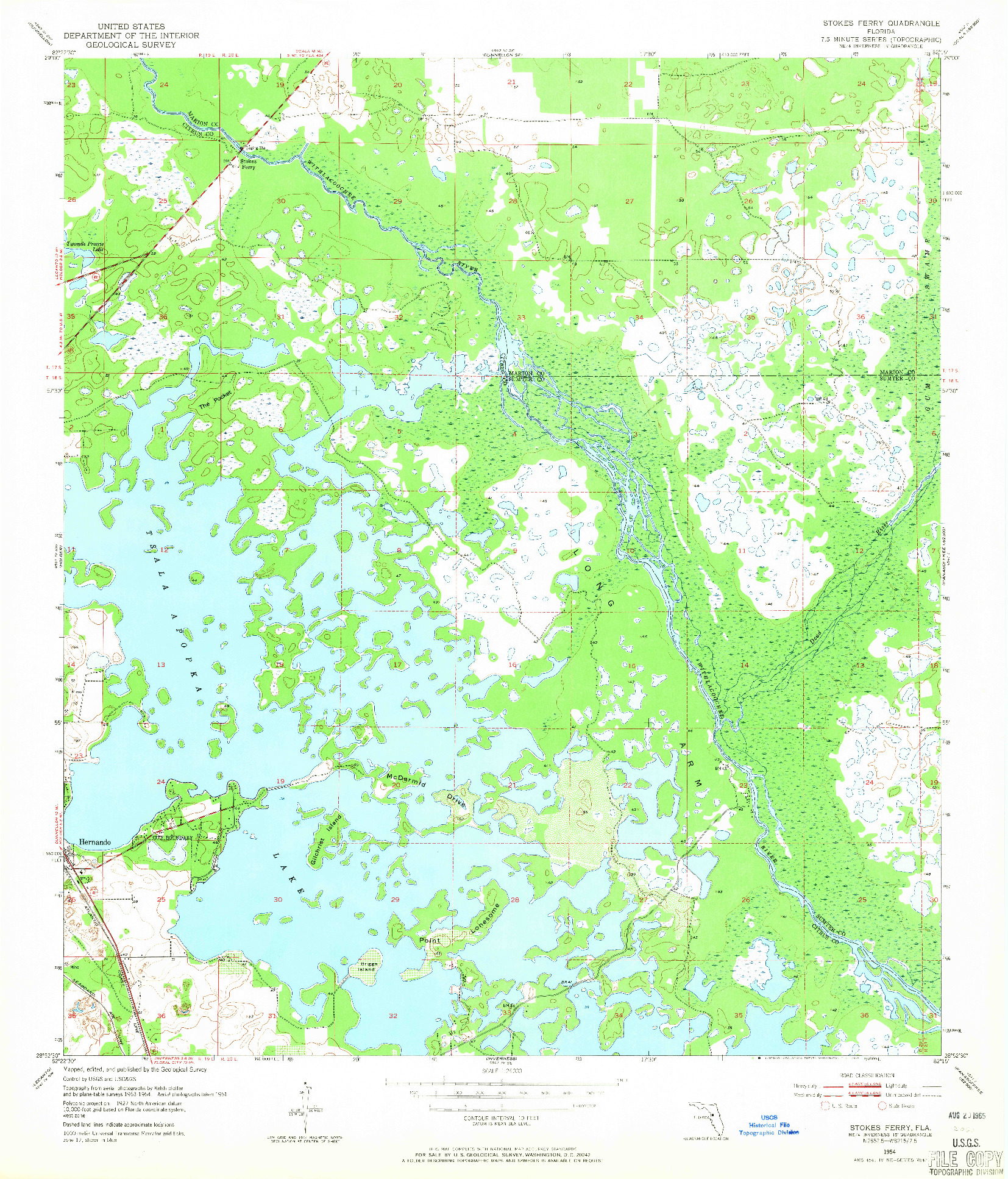 USGS 1:24000-SCALE QUADRANGLE FOR STOKES FERRY, FL 1954