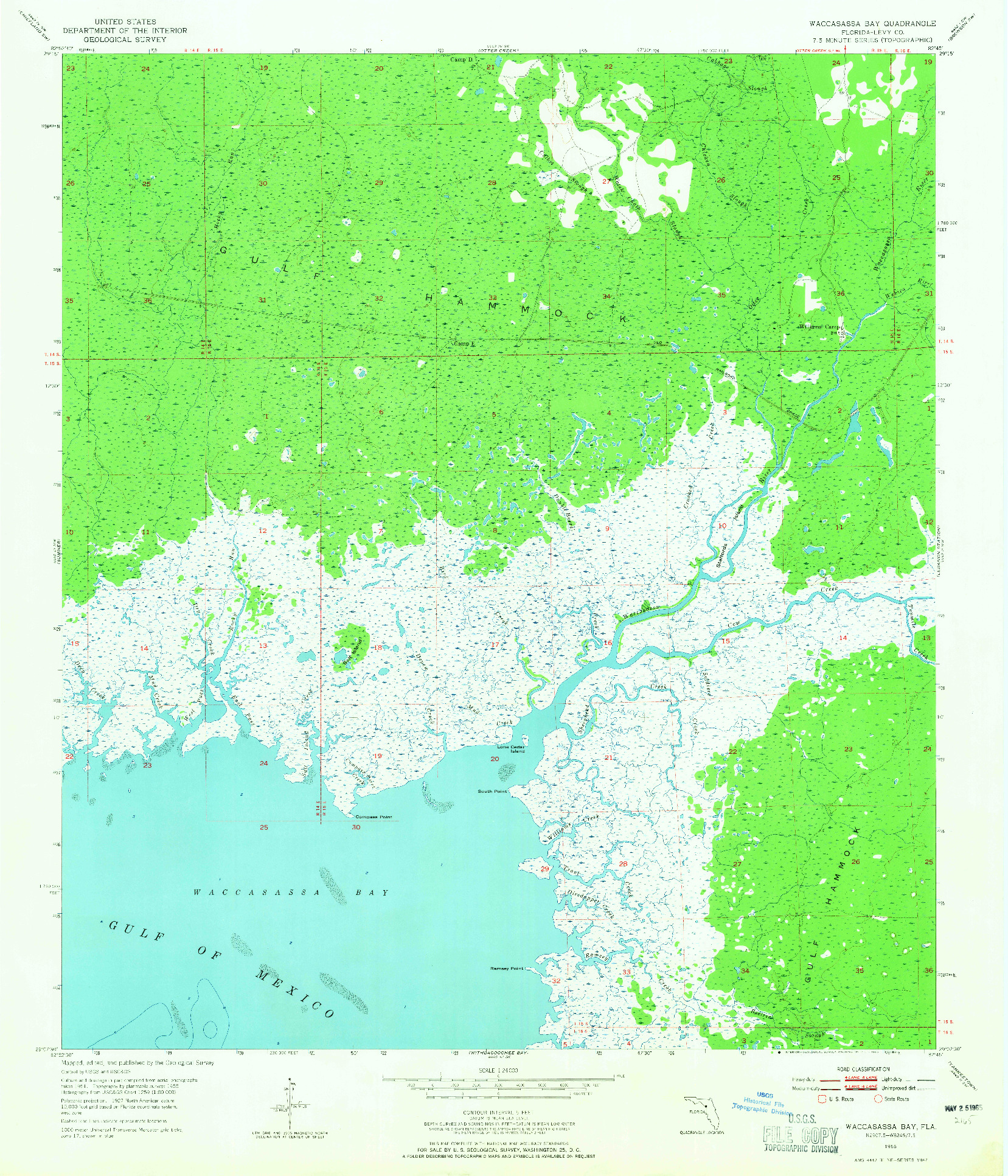 USGS 1:24000-SCALE QUADRANGLE FOR WACCASASSA BAY, FL 1955