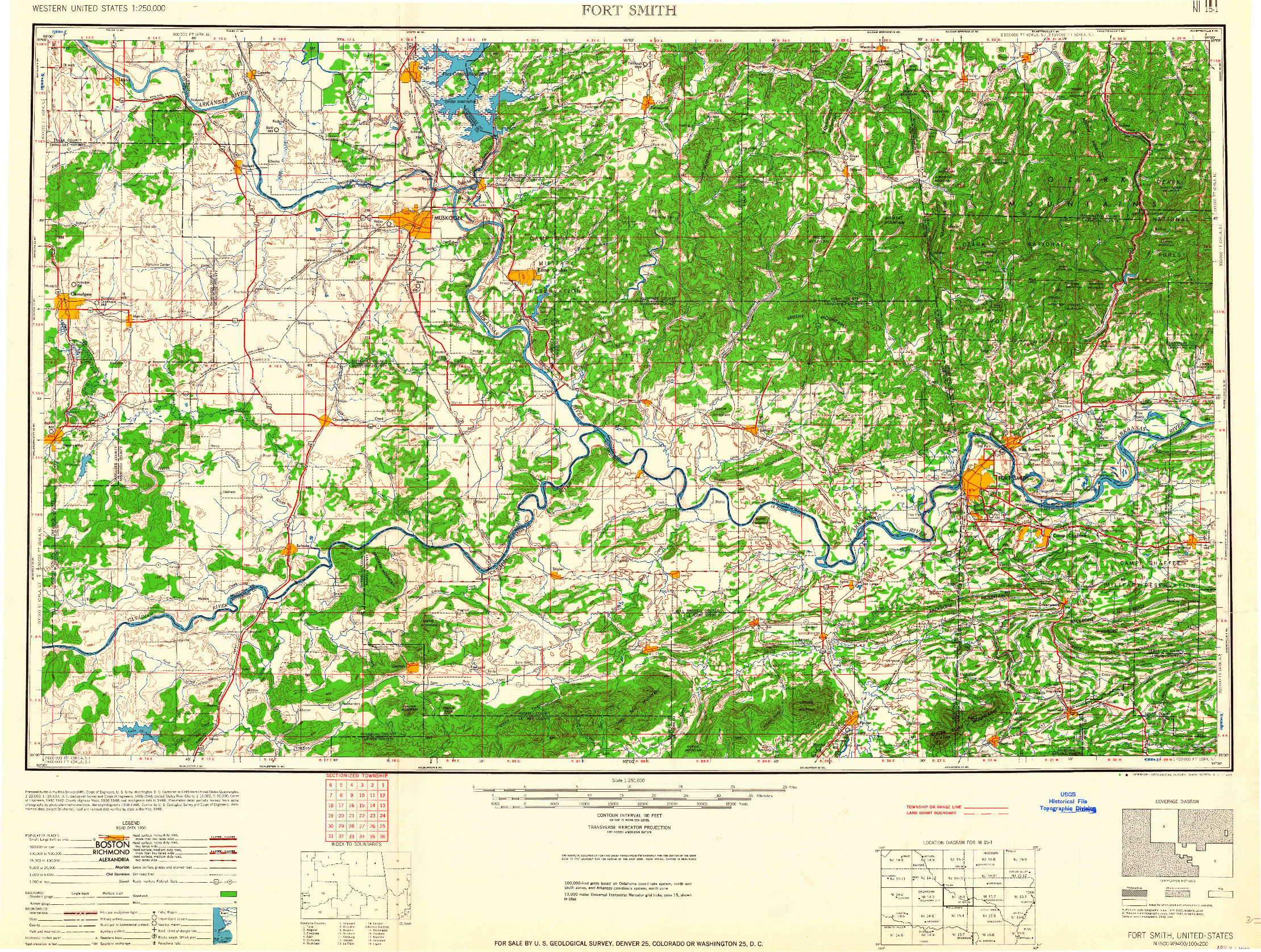 USGS 1:250000-SCALE QUADRANGLE FOR FORT SMITH, AR 1965