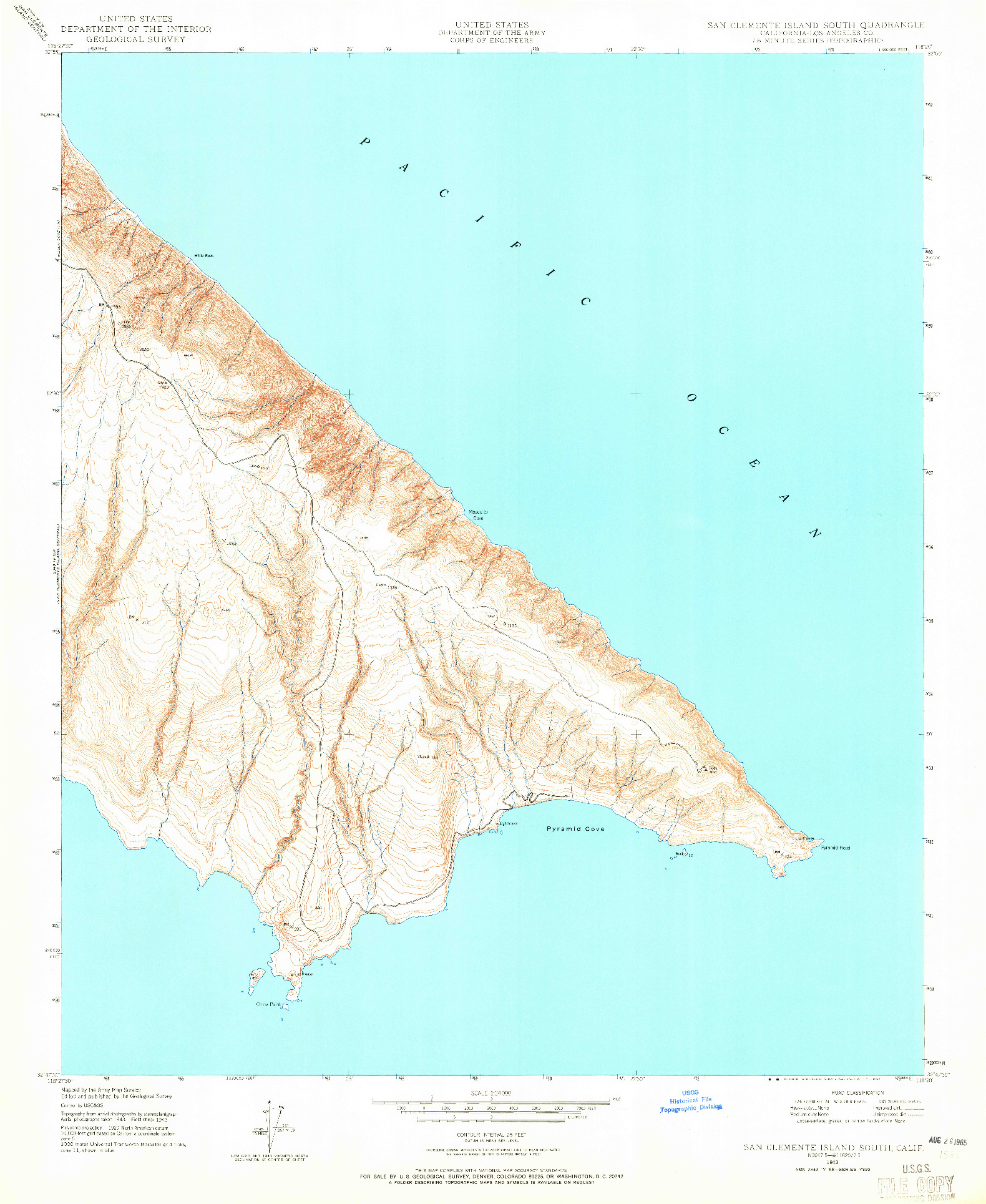 USGS 1:24000-SCALE QUADRANGLE FOR SAN CLEMENTE ISLAND SOUTH, CA 1943