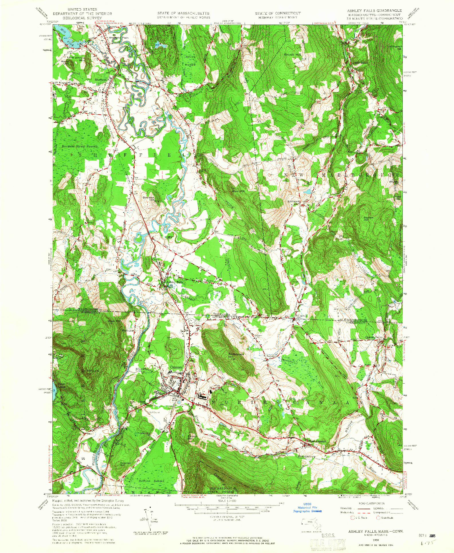 USGS 1:24000-SCALE QUADRANGLE FOR ASHLEY FALLS, MA 1958