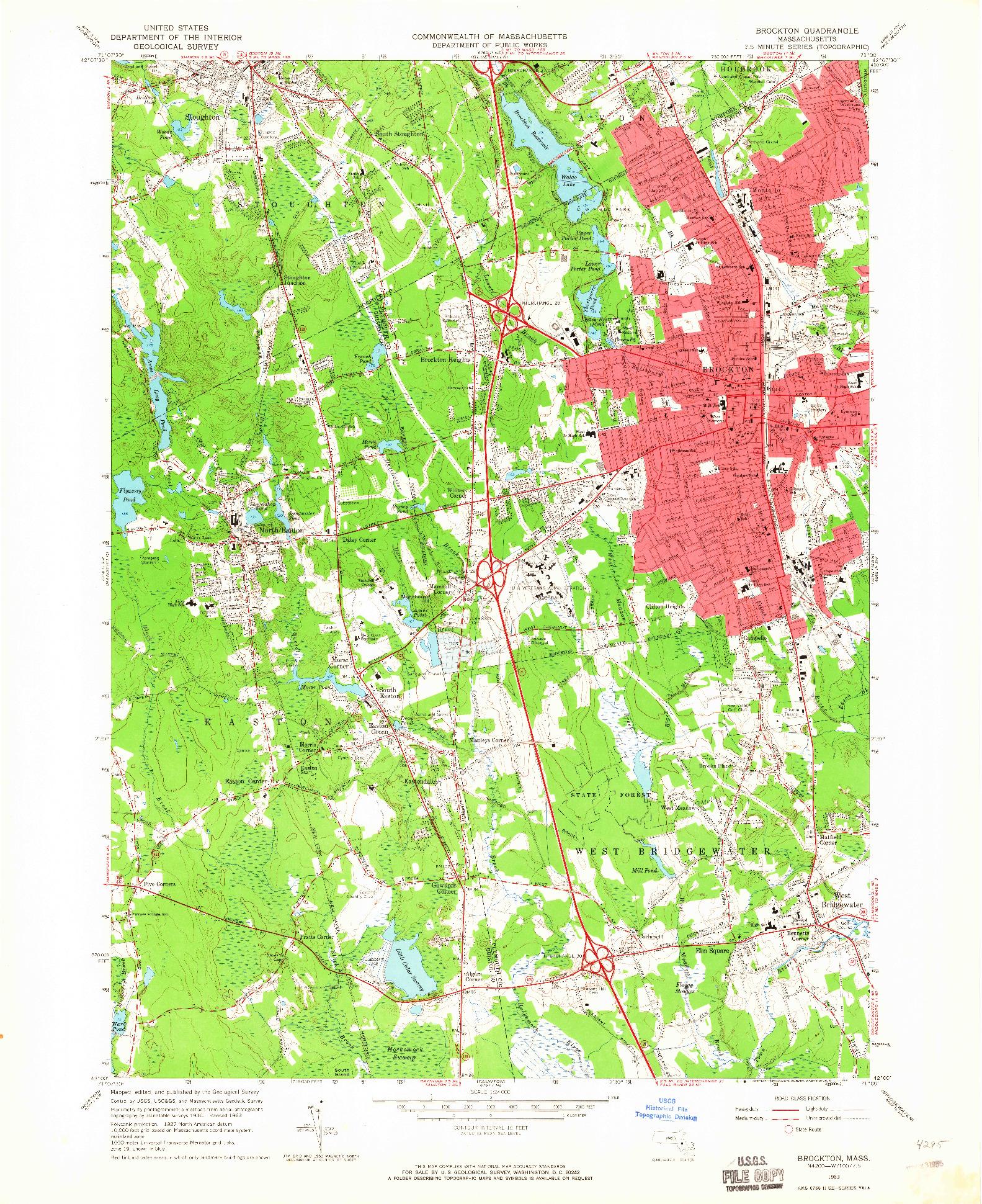 USGS 1:24000-SCALE QUADRANGLE FOR BROCKTON, MA 1963