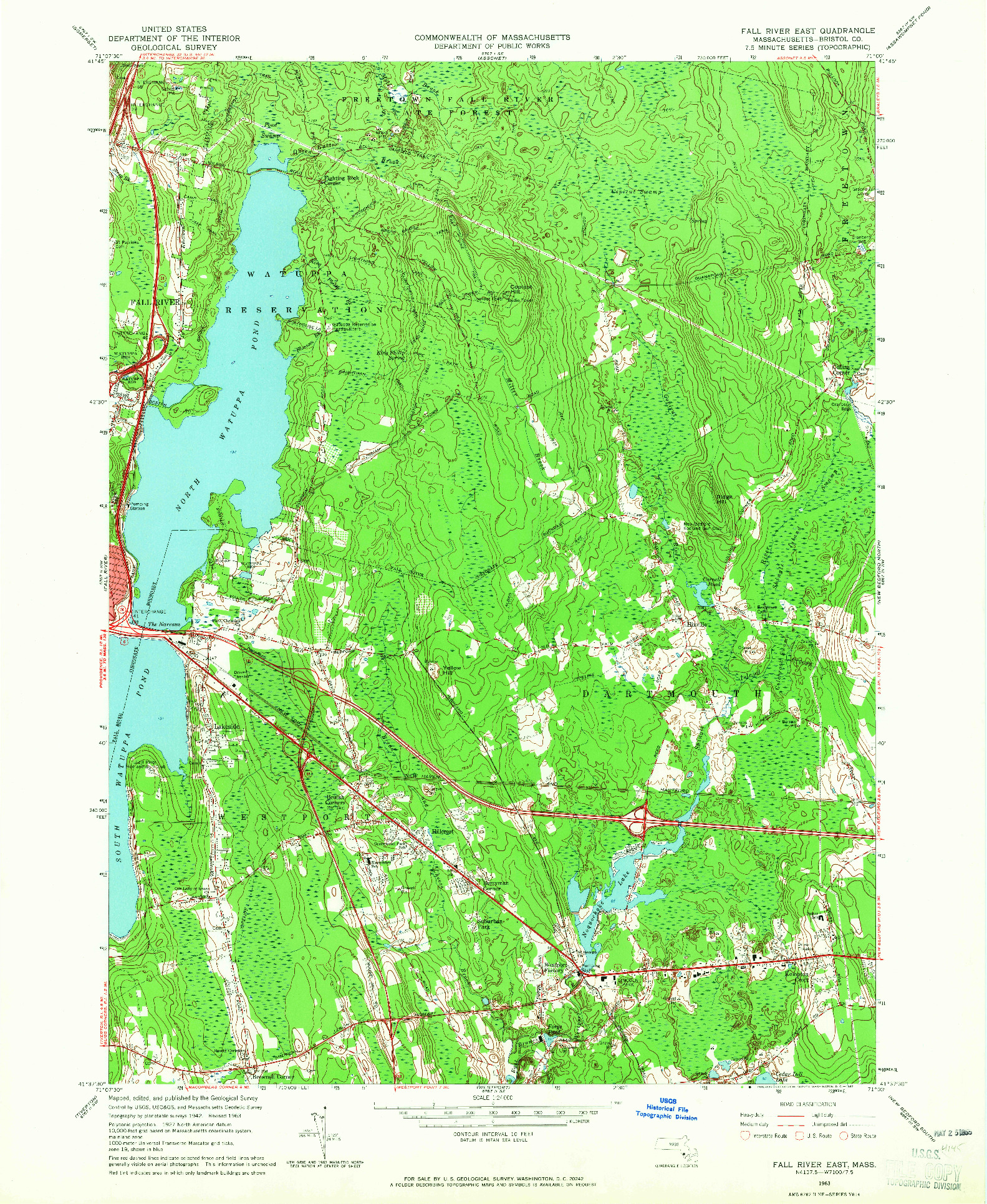 USGS 1:24000-SCALE QUADRANGLE FOR FALL RIVER EAST, MA 1963