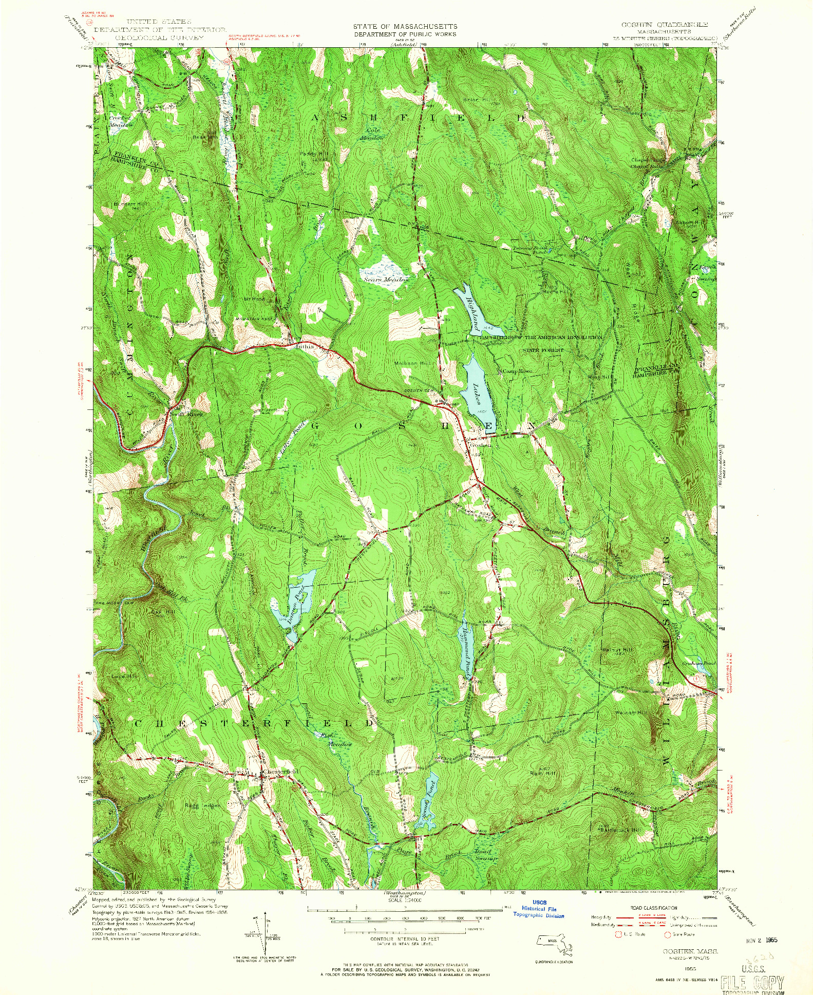 USGS 1:24000-SCALE QUADRANGLE FOR GOSHEN, MA 1955
