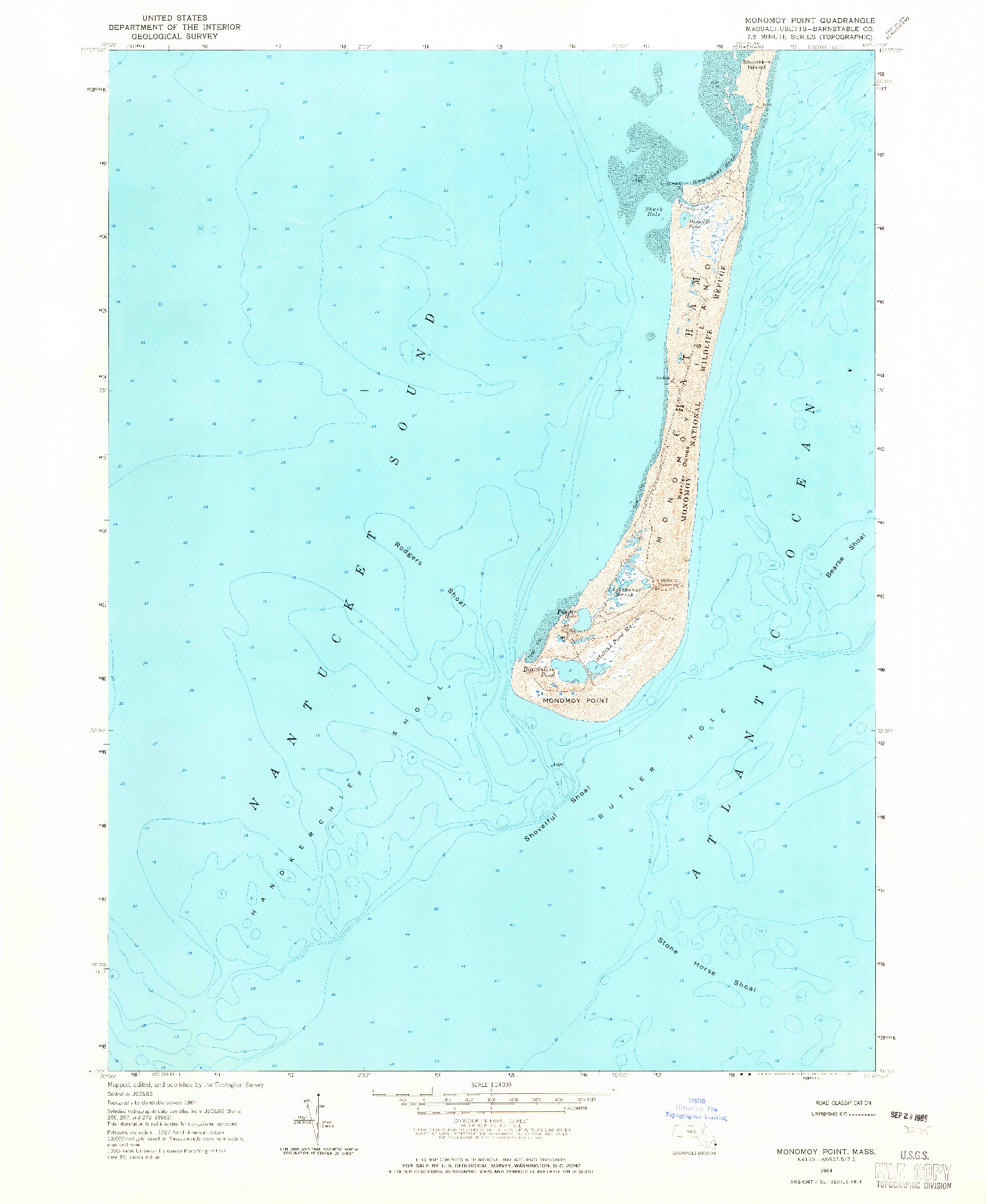 USGS 1:24000-SCALE QUADRANGLE FOR MONOMOY POINT, MA 1964