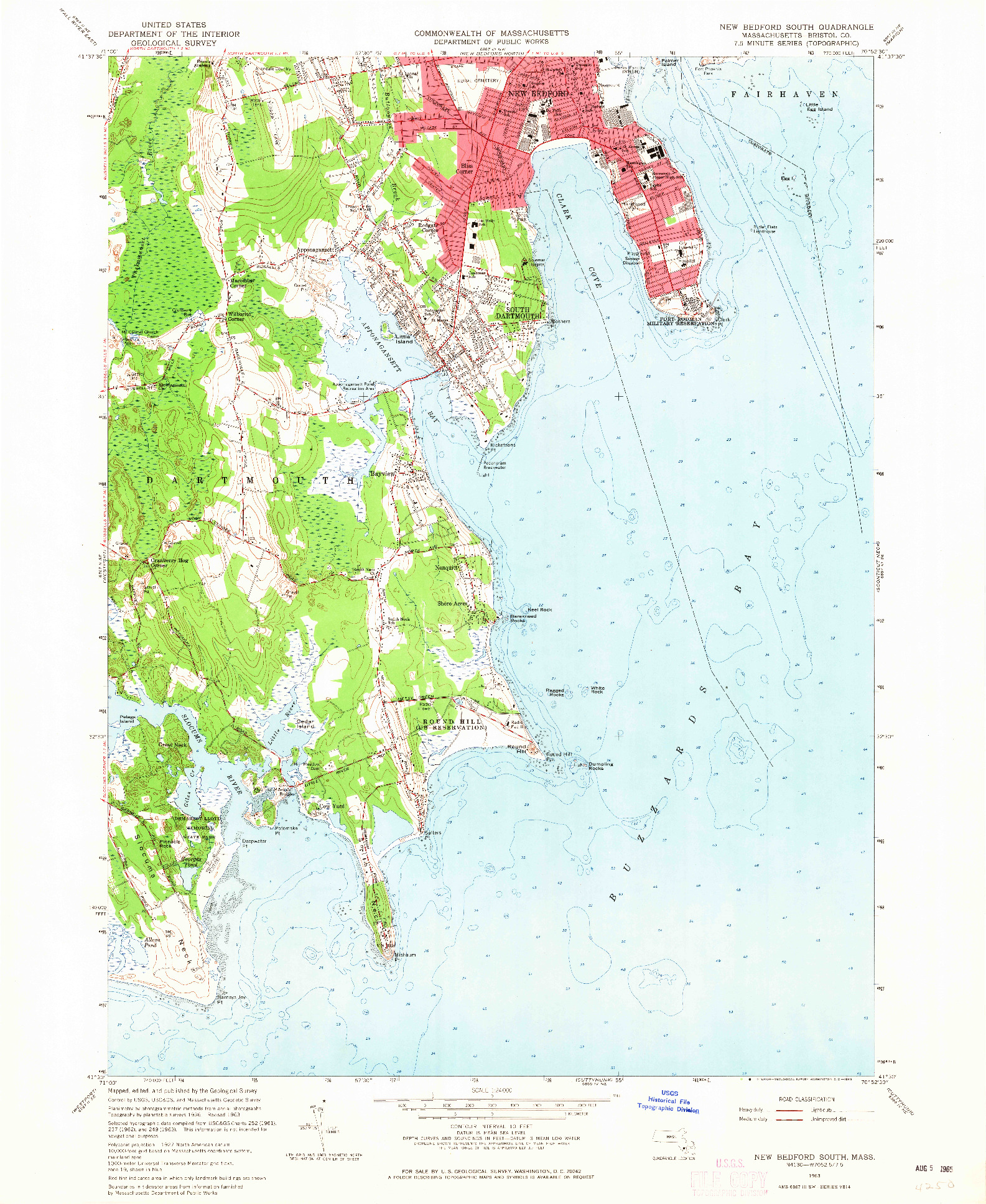 USGS 1:24000-SCALE QUADRANGLE FOR NEW BEDFORD SOUTH, MA 1963