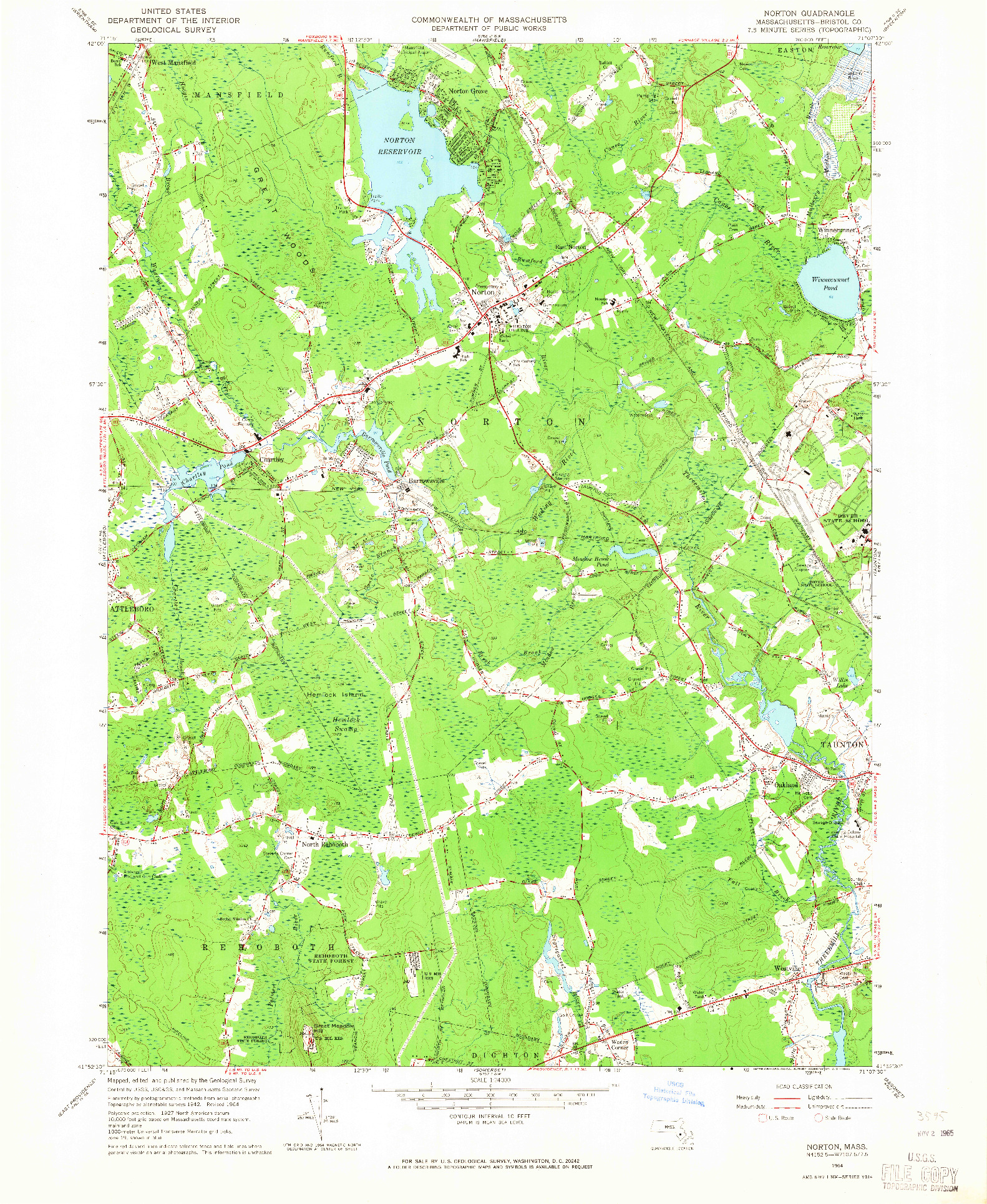 USGS 1:24000-SCALE QUADRANGLE FOR NORTON, MA 1964