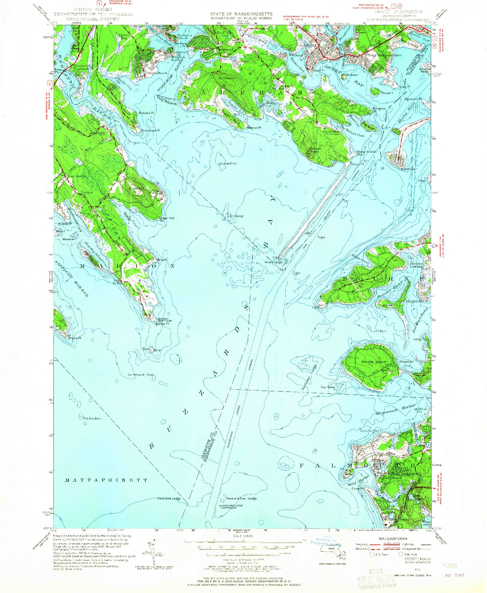 USGS 1:24000-SCALE QUADRANGLE FOR ONSET, MA 1953