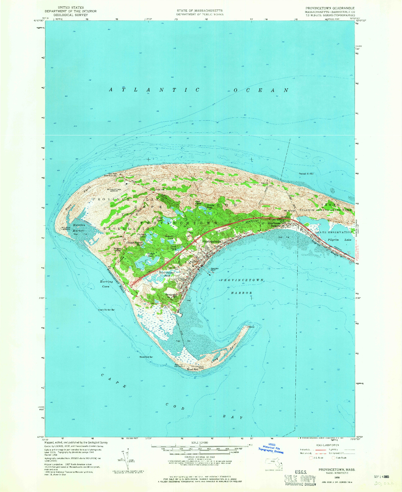 USGS 1:24000-SCALE QUADRANGLE FOR PROVINCETOWN, MA 1958