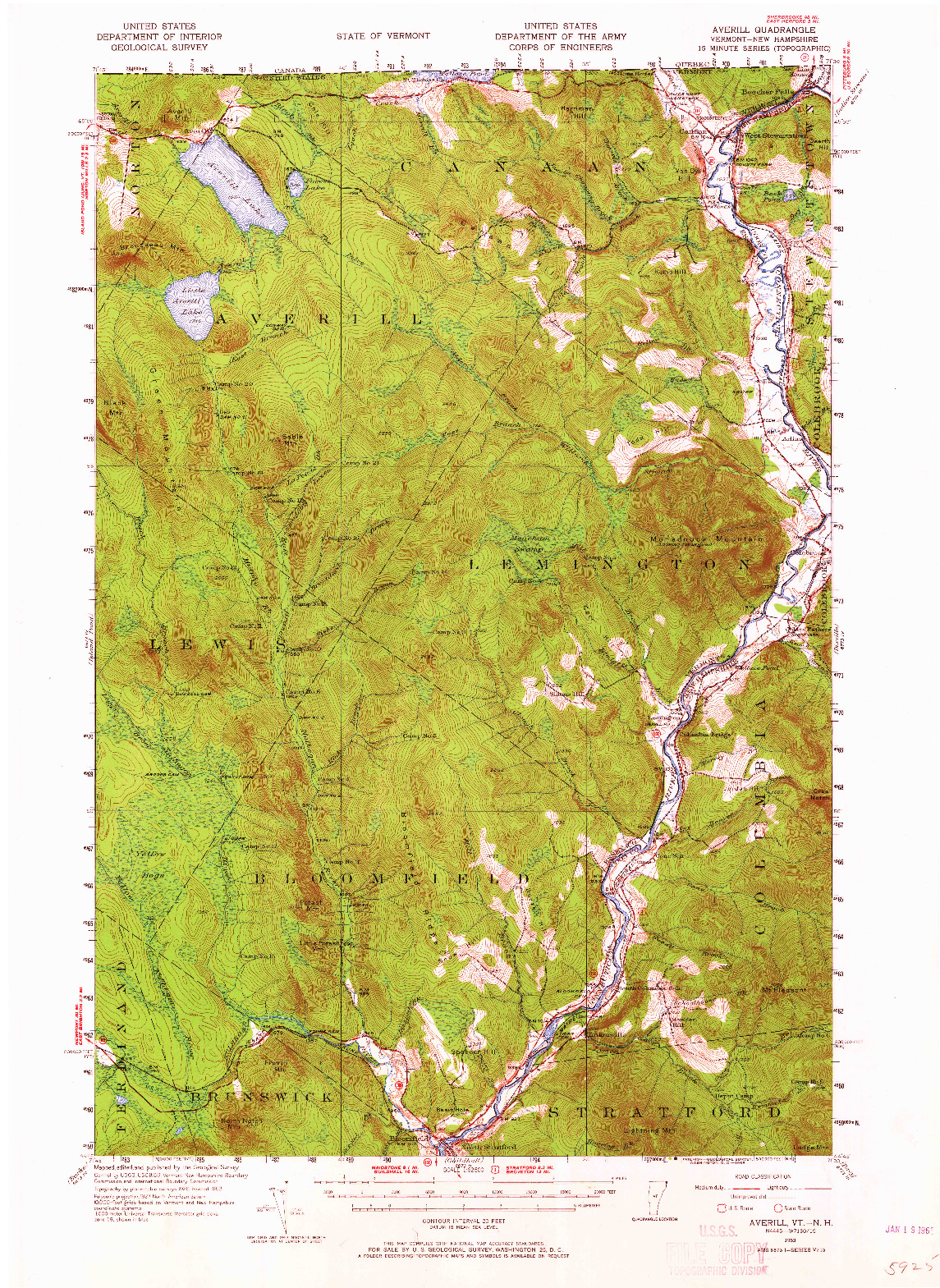 USGS 1:62500-SCALE QUADRANGLE FOR AVERILL, VT 1953