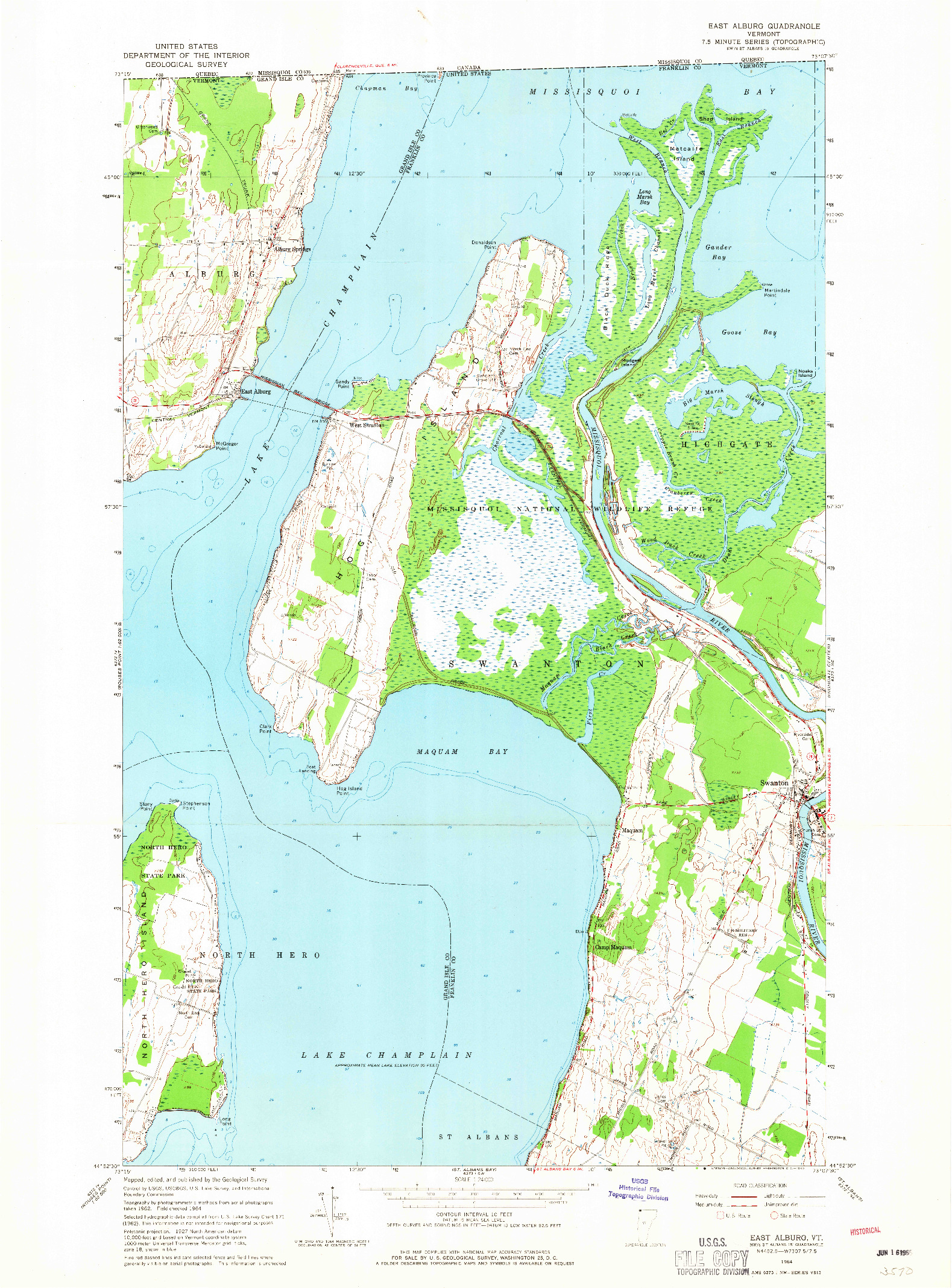 USGS 1:24000-SCALE QUADRANGLE FOR EAST ALBURG, VT 1964