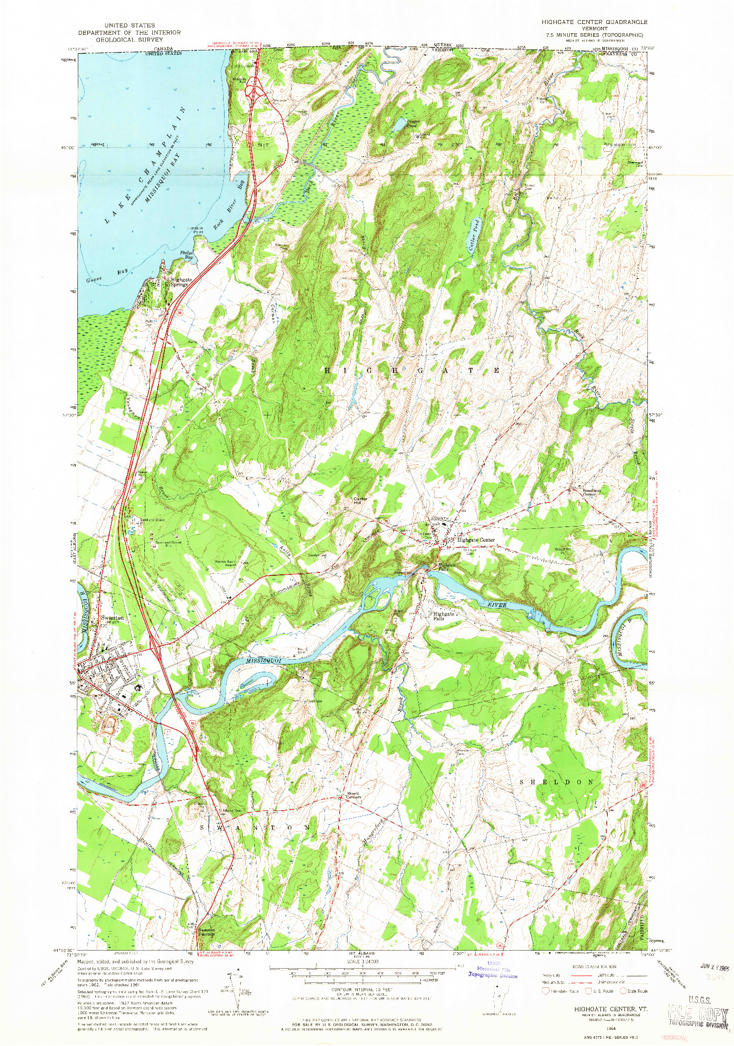 USGS 1:24000-SCALE QUADRANGLE FOR HIGHGATE CENTER, VT 1964