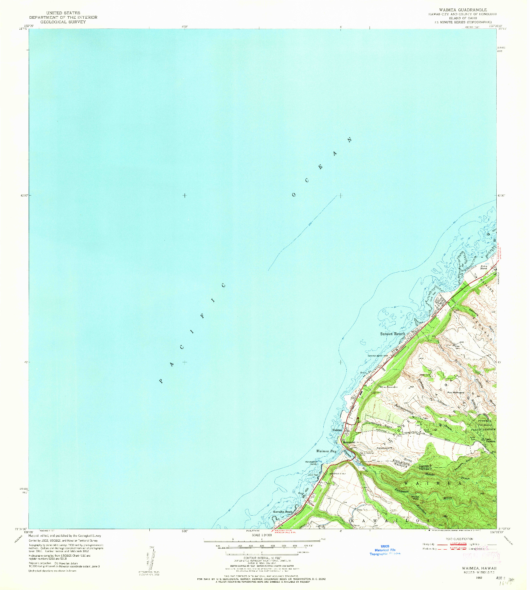 USGS 1:24000-SCALE QUADRANGLE FOR WAIMEA, HI 1952