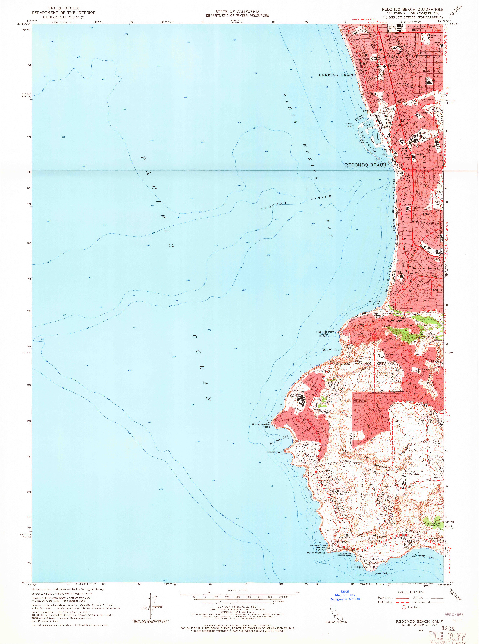 USGS 1:24000-SCALE QUADRANGLE FOR REDONDO BEACH, CA 1963