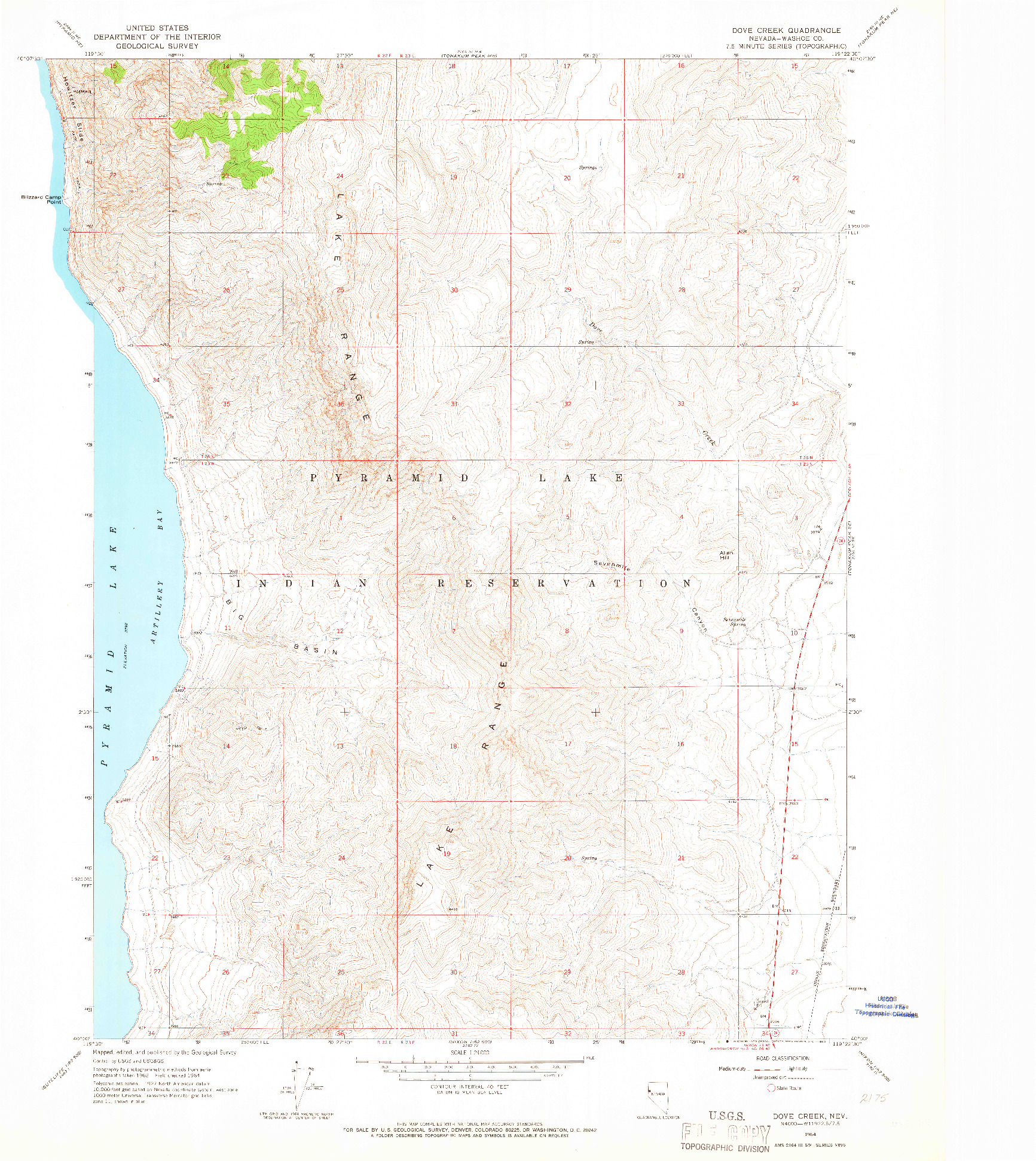 USGS 1:24000-SCALE QUADRANGLE FOR DOVE CREEK, NV 1964