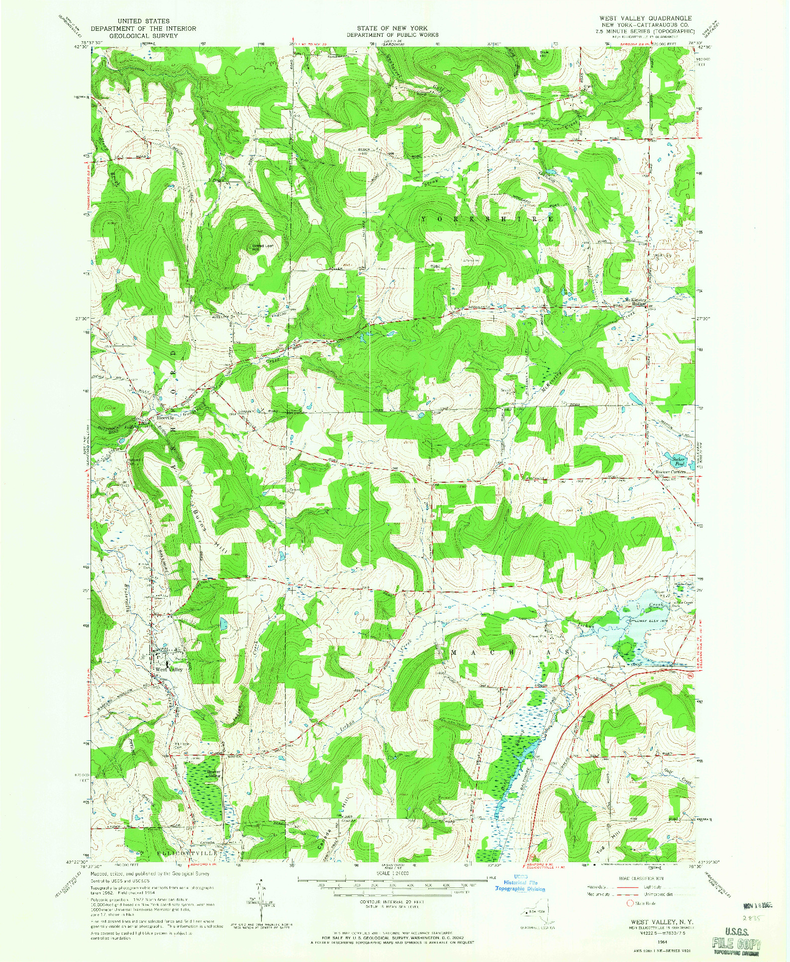 USGS 1:24000-SCALE QUADRANGLE FOR WEST VALLEY, NY 1964