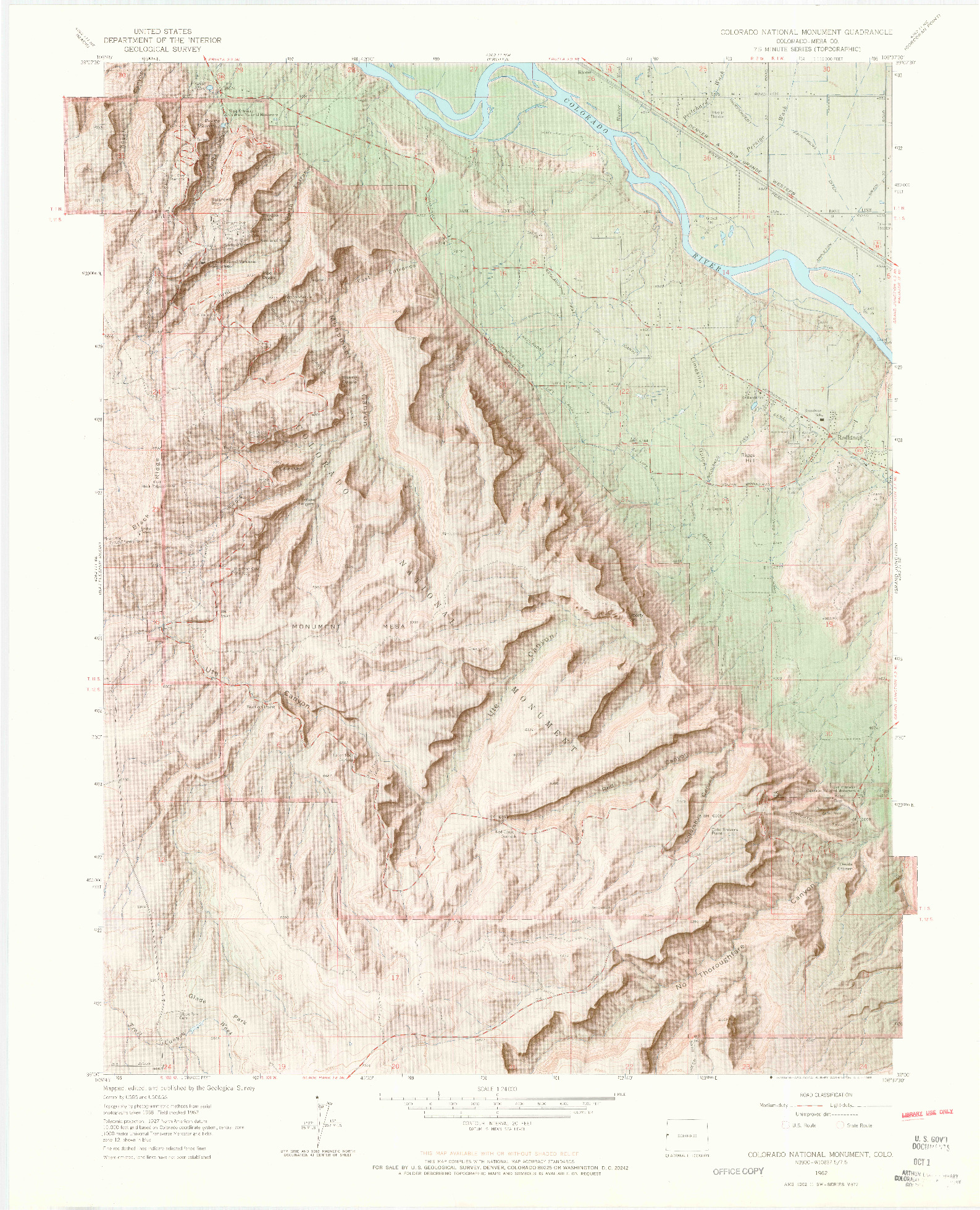 USGS 1:24000-SCALE QUADRANGLE FOR COLORADO NATIONAL MONUMENT, CO 1962