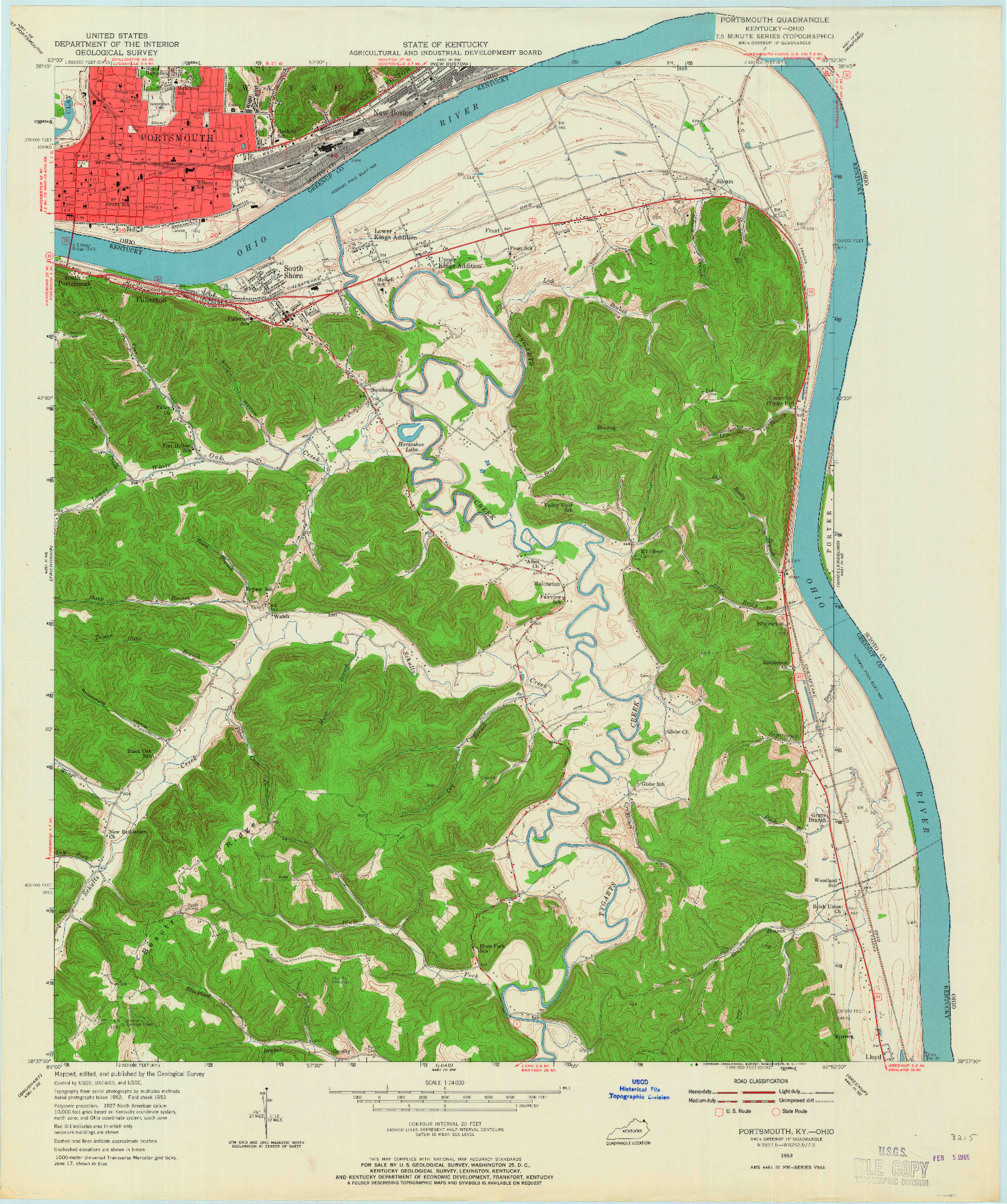 USGS 1:24000-SCALE QUADRANGLE FOR PORTSMOUTH, KY 1953