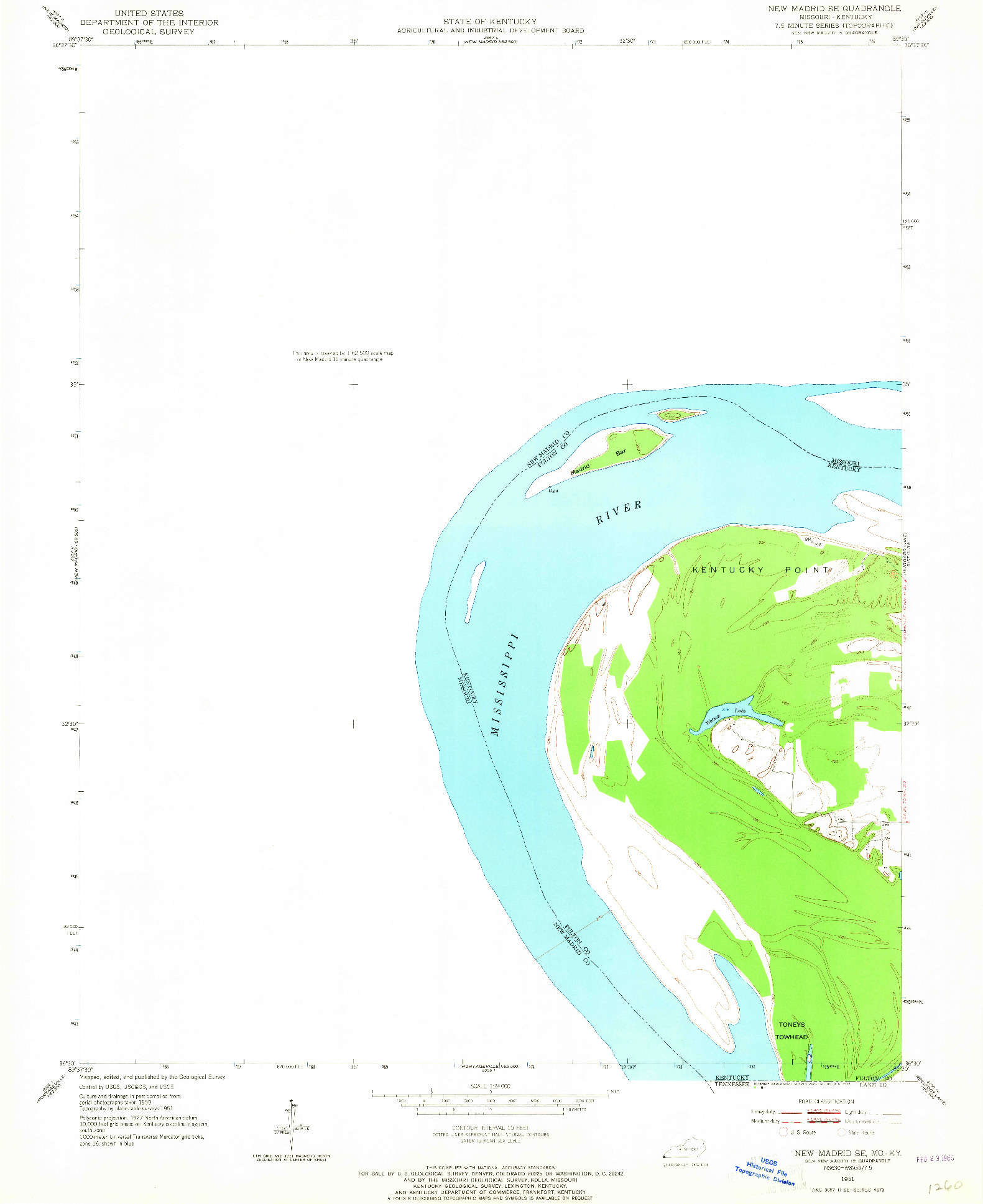 USGS 1:24000-SCALE QUADRANGLE FOR NEW MADRID SE, MO 1951