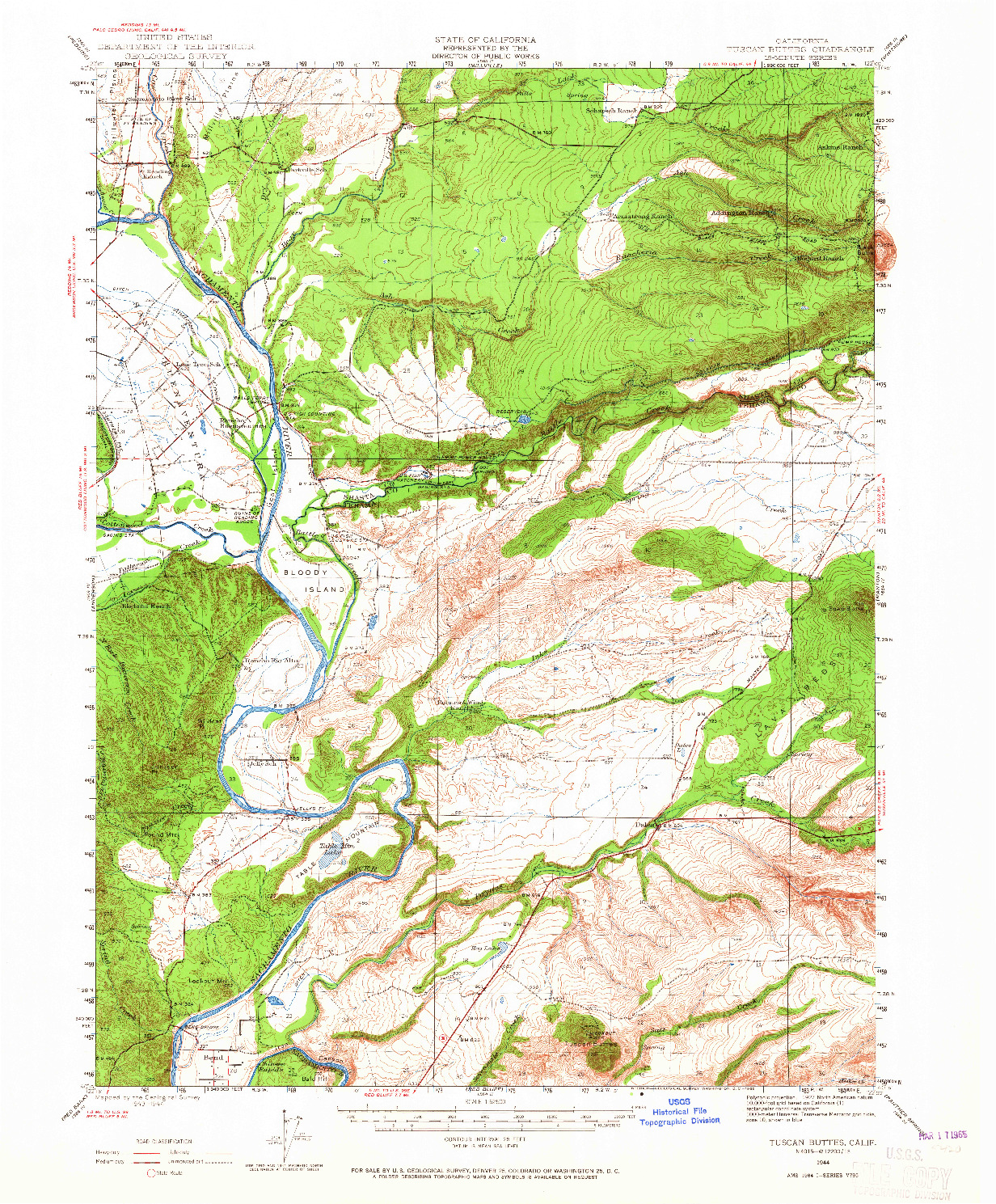 USGS 1:62500-SCALE QUADRANGLE FOR TUSCAN BUTTES, CA 1944