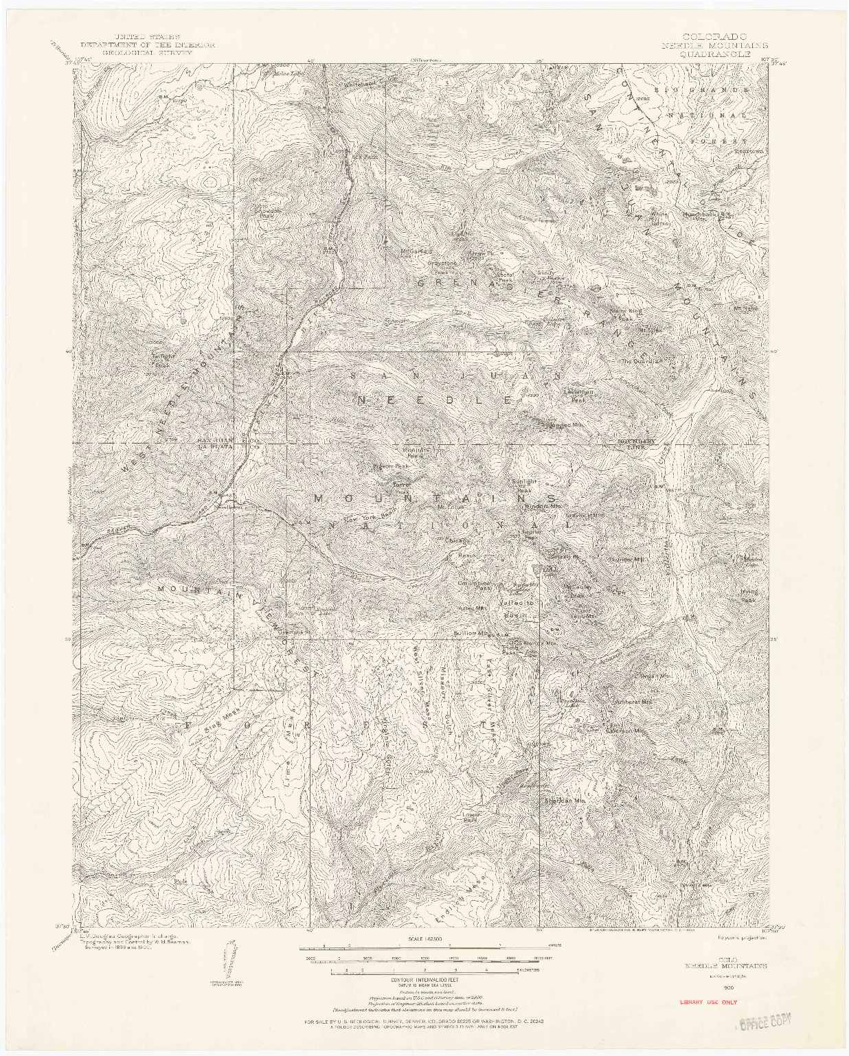 USGS 1:62500-SCALE QUADRANGLE FOR NEEDLE MOUNTAINS, CO 1900