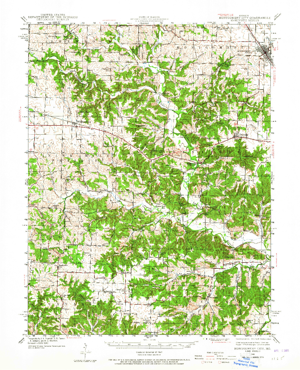 USGS 1:62500-SCALE QUADRANGLE FOR MONTGOMERY CITY, MO 1940