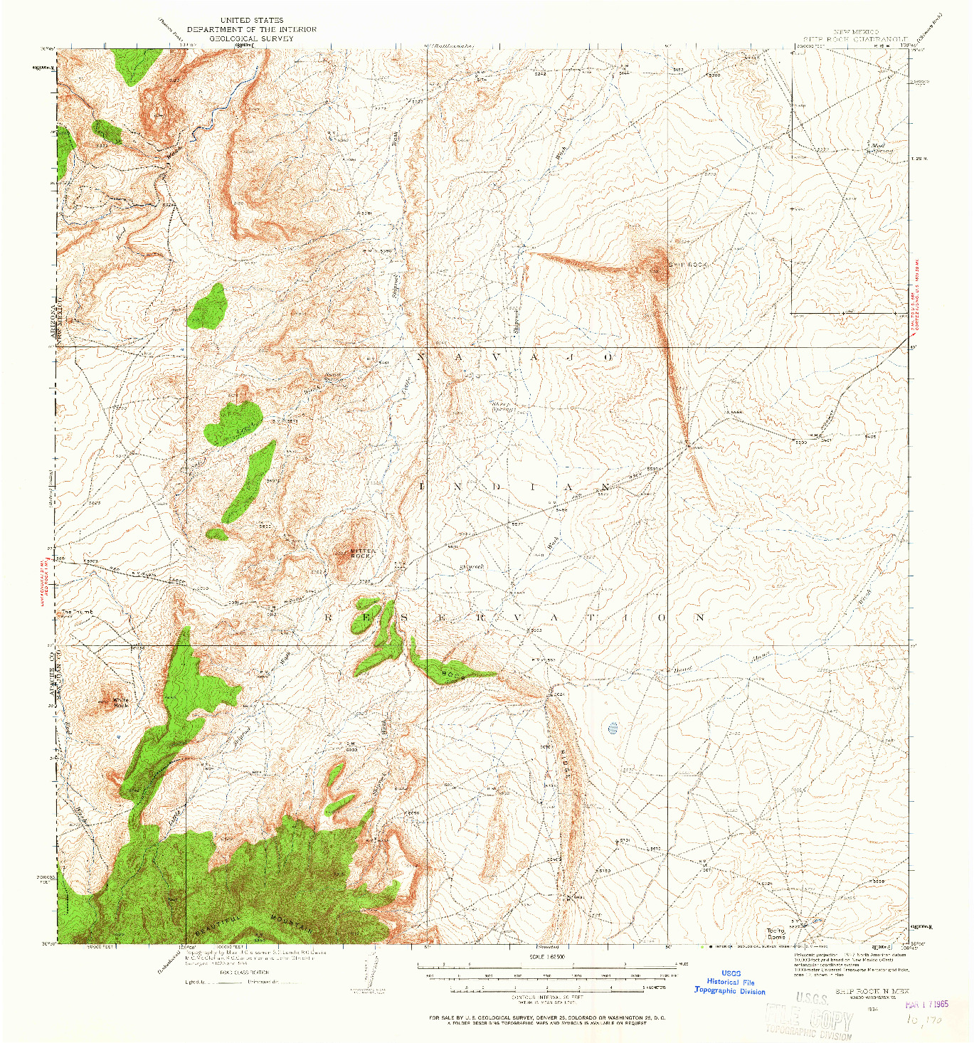 USGS 1:62500-SCALE QUADRANGLE FOR SHIP ROCK, NM 1934