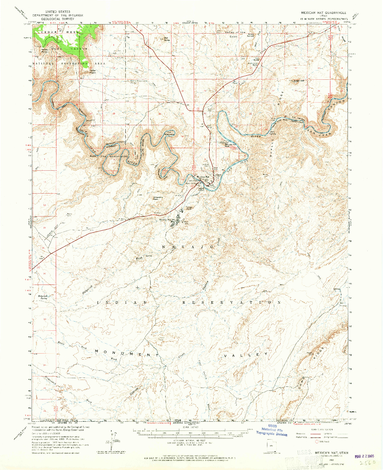 USGS 1:62500-SCALE QUADRANGLE FOR MEXICAN HAT, UT 1963