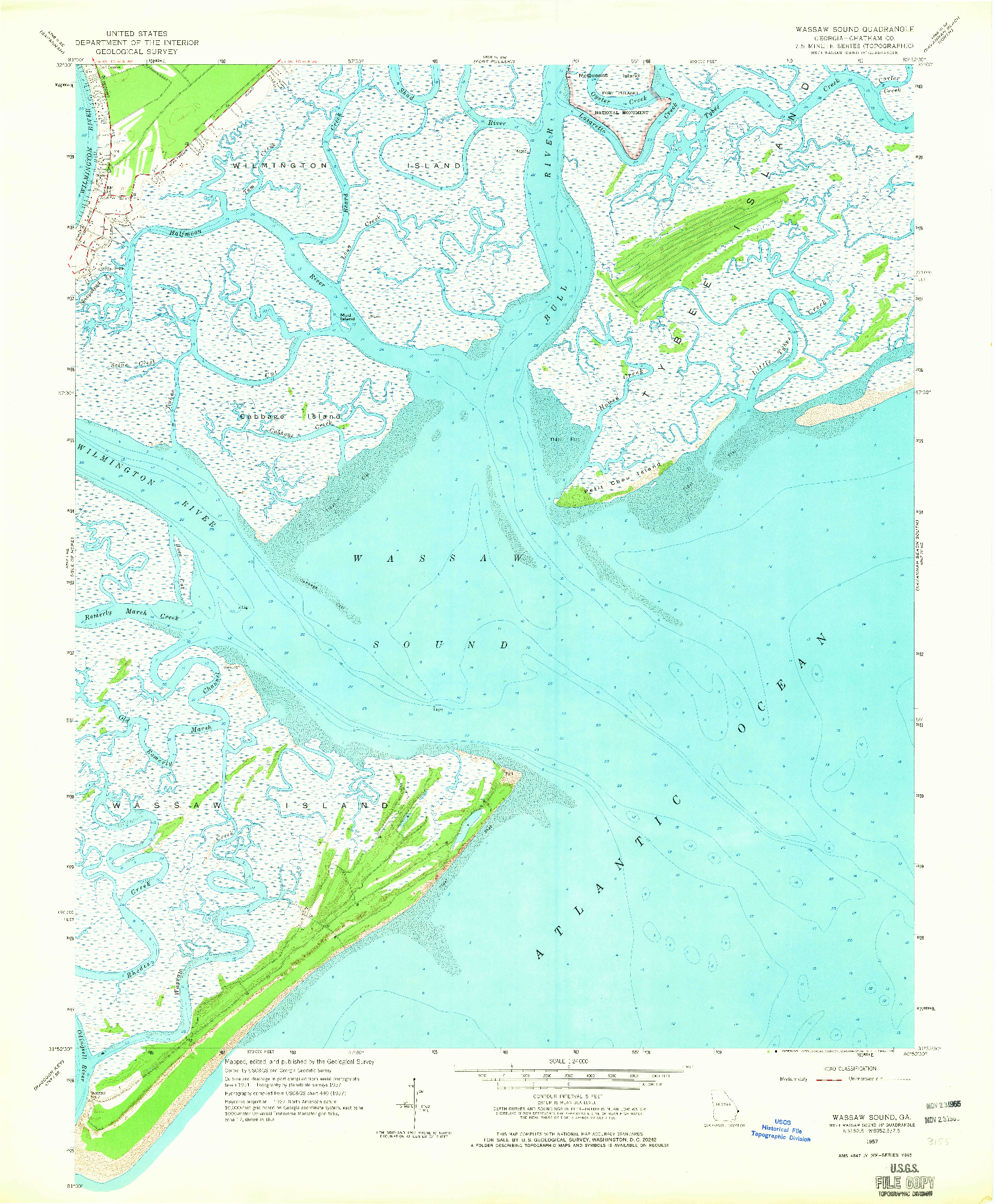 USGS 1:24000-SCALE QUADRANGLE FOR WASSAW SOUND, GA 1957