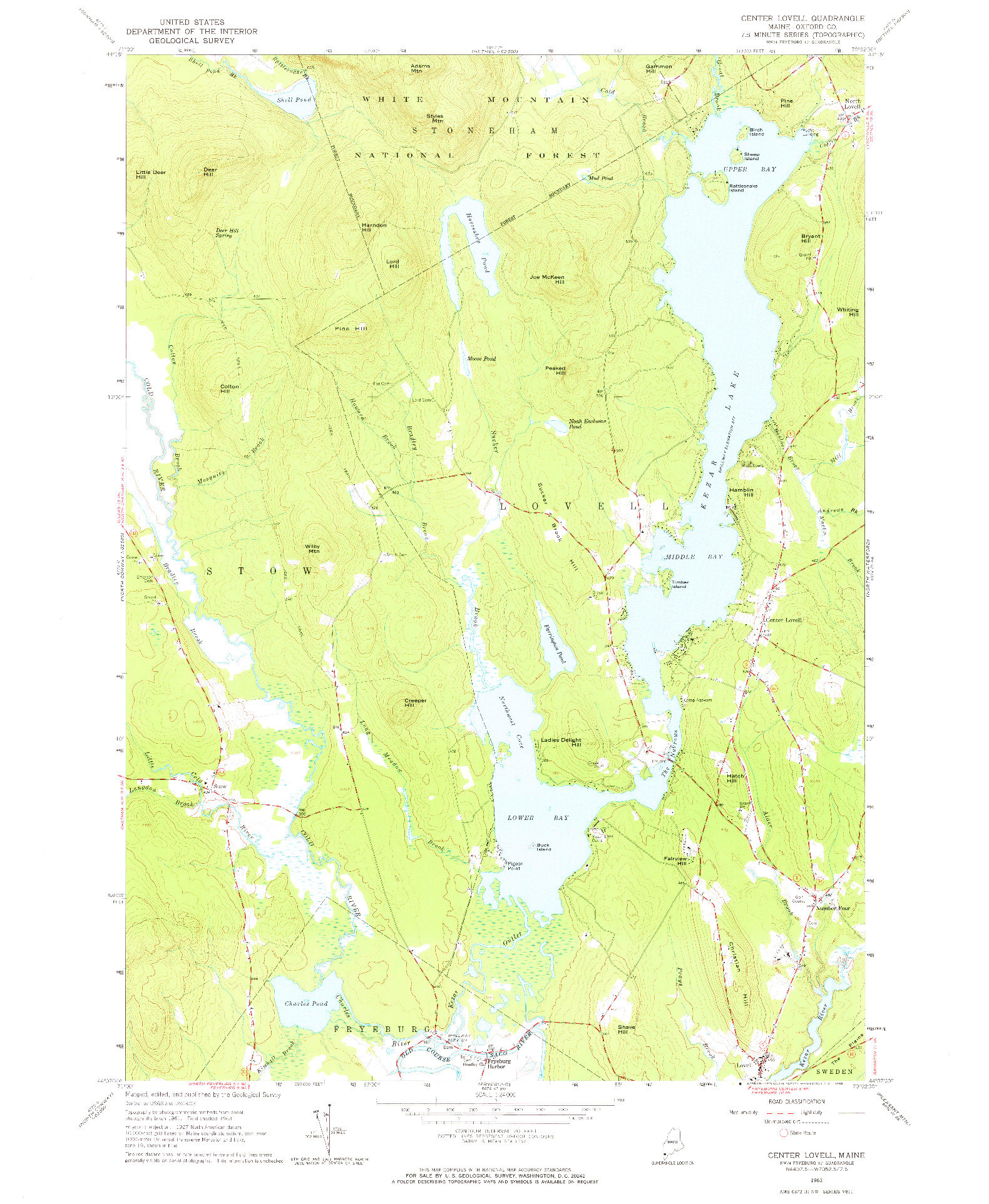 USGS 1:24000-SCALE QUADRANGLE FOR CENTER LOVELL, ME 1963