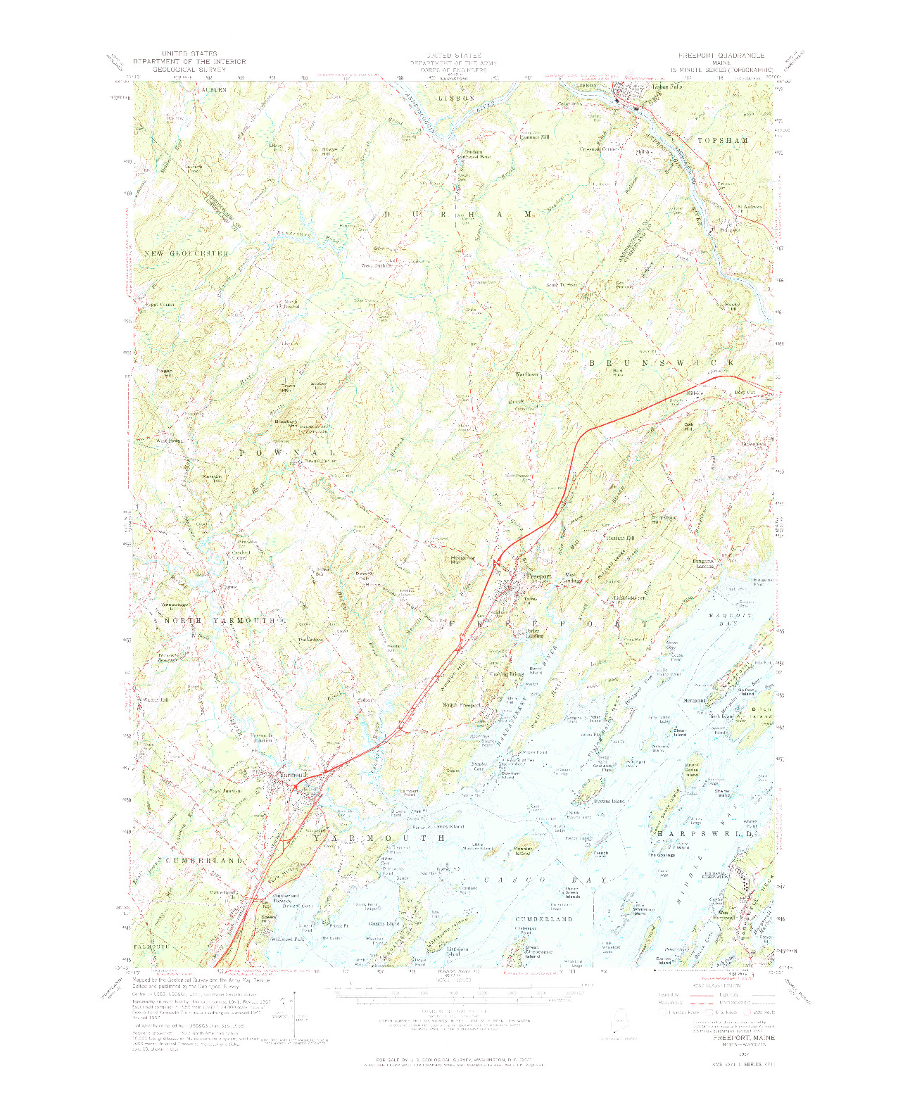 USGS 1:62500-SCALE QUADRANGLE FOR FREEPORT, ME 1957