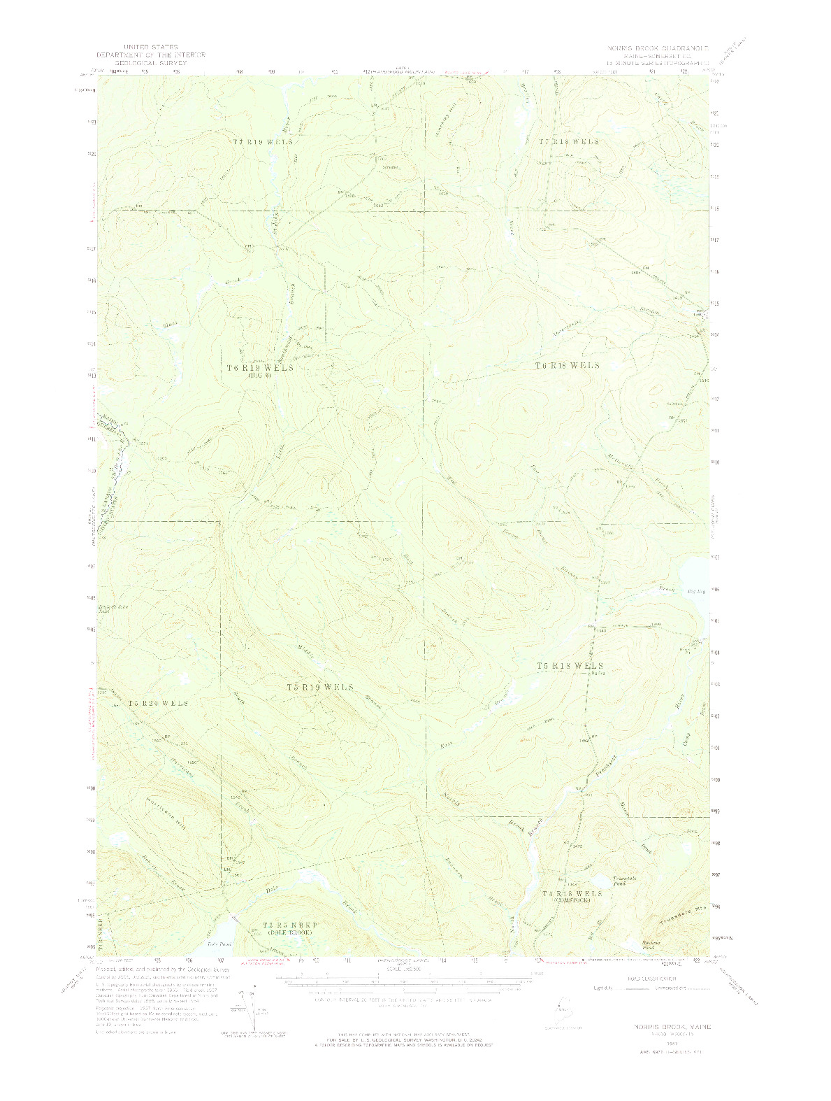 USGS 1:62500-SCALE QUADRANGLE FOR NORRIS BROOK, ME 1957