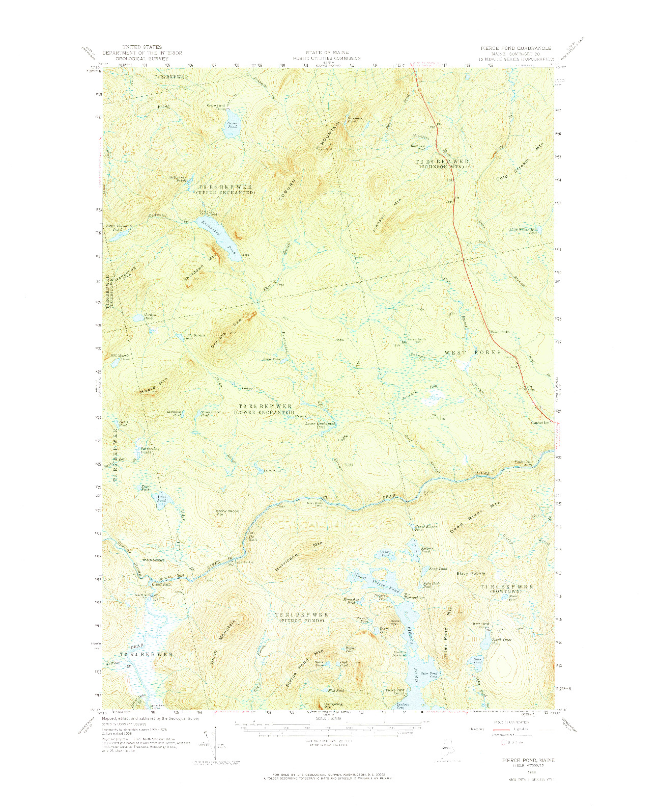 USGS 1:62500-SCALE QUADRANGLE FOR PIERCE POND, ME 1958