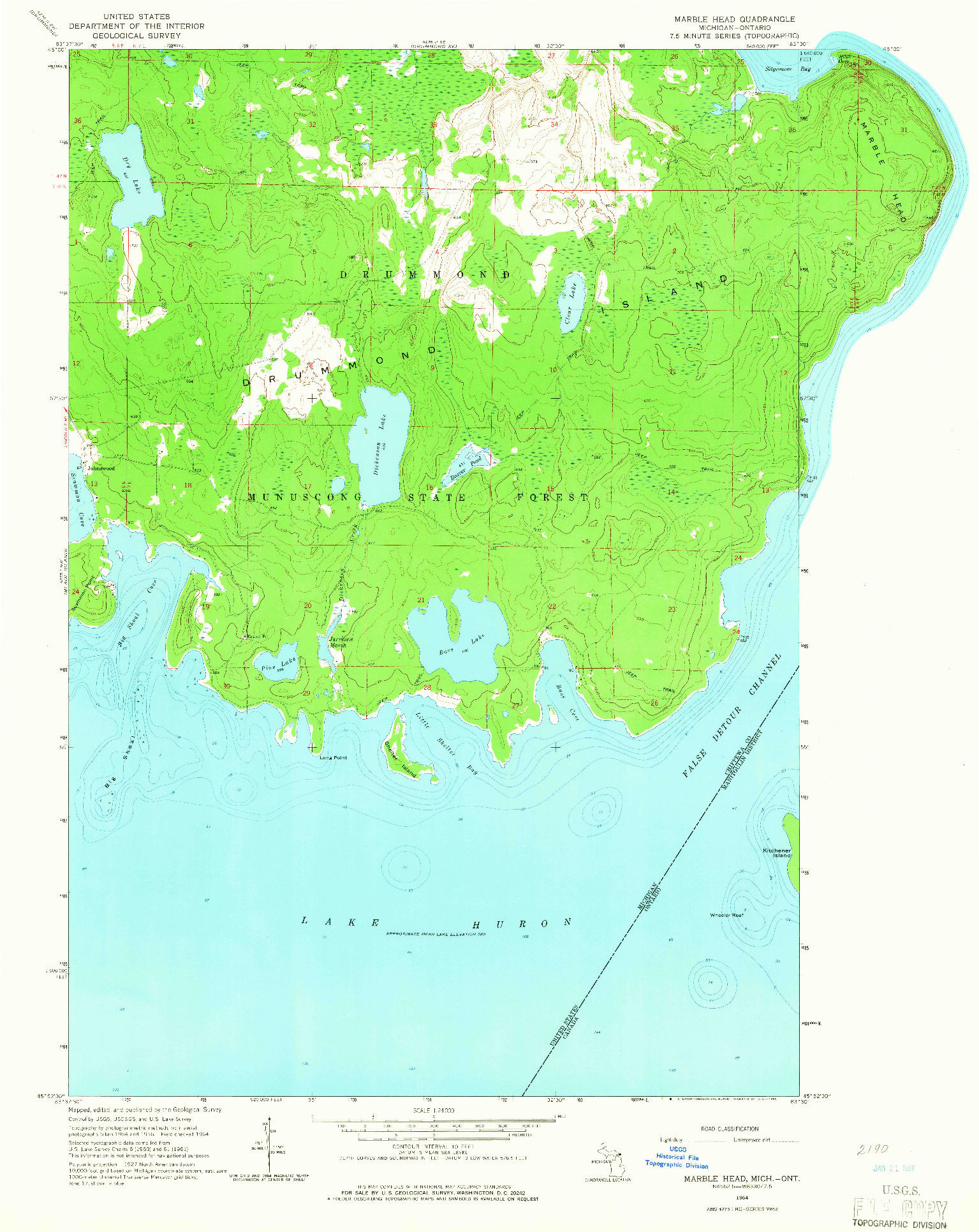 USGS 1:24000-SCALE QUADRANGLE FOR MARBLE HEAD, MI 1964