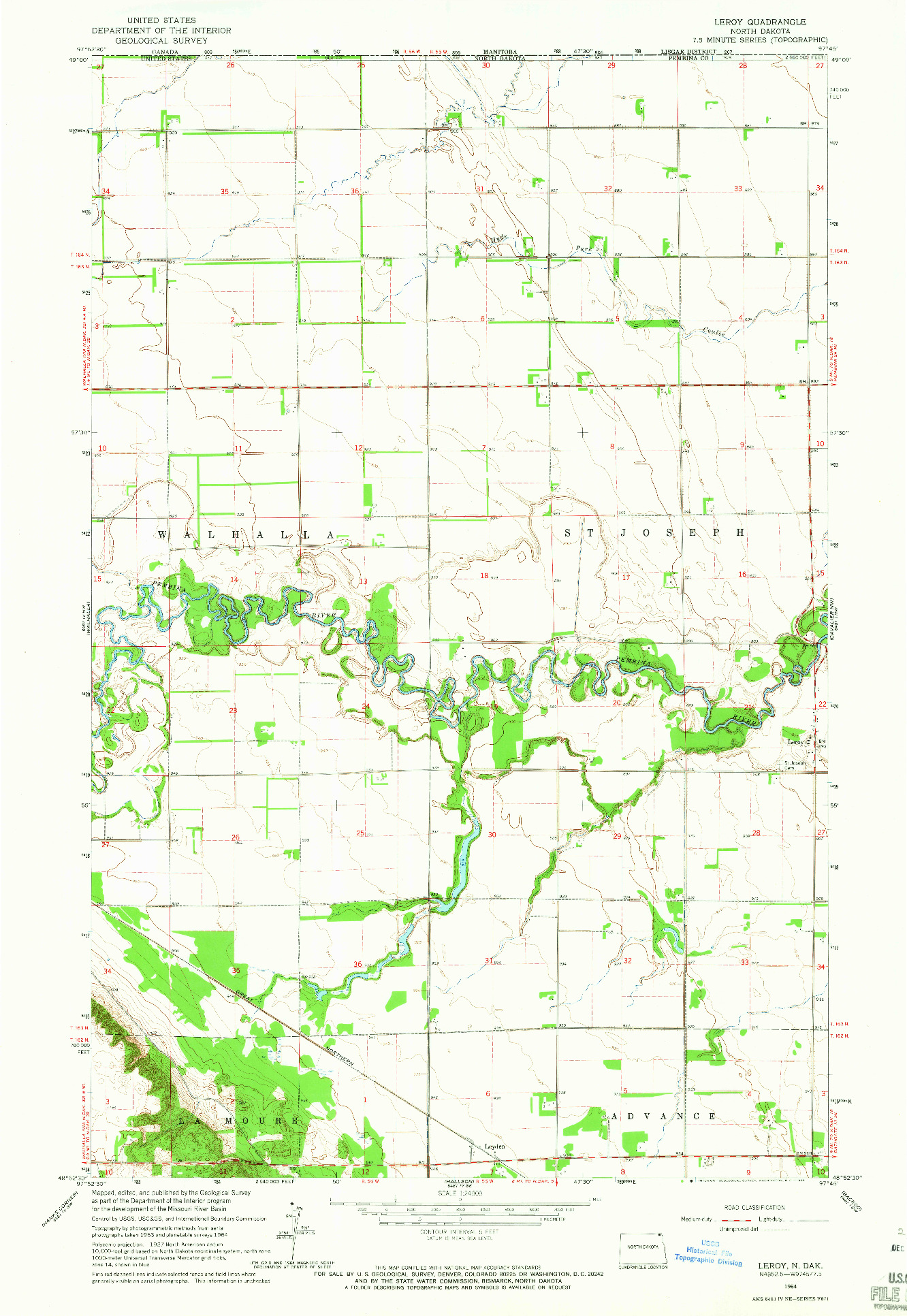 USGS 1:24000-SCALE QUADRANGLE FOR LEROY, ND 1964