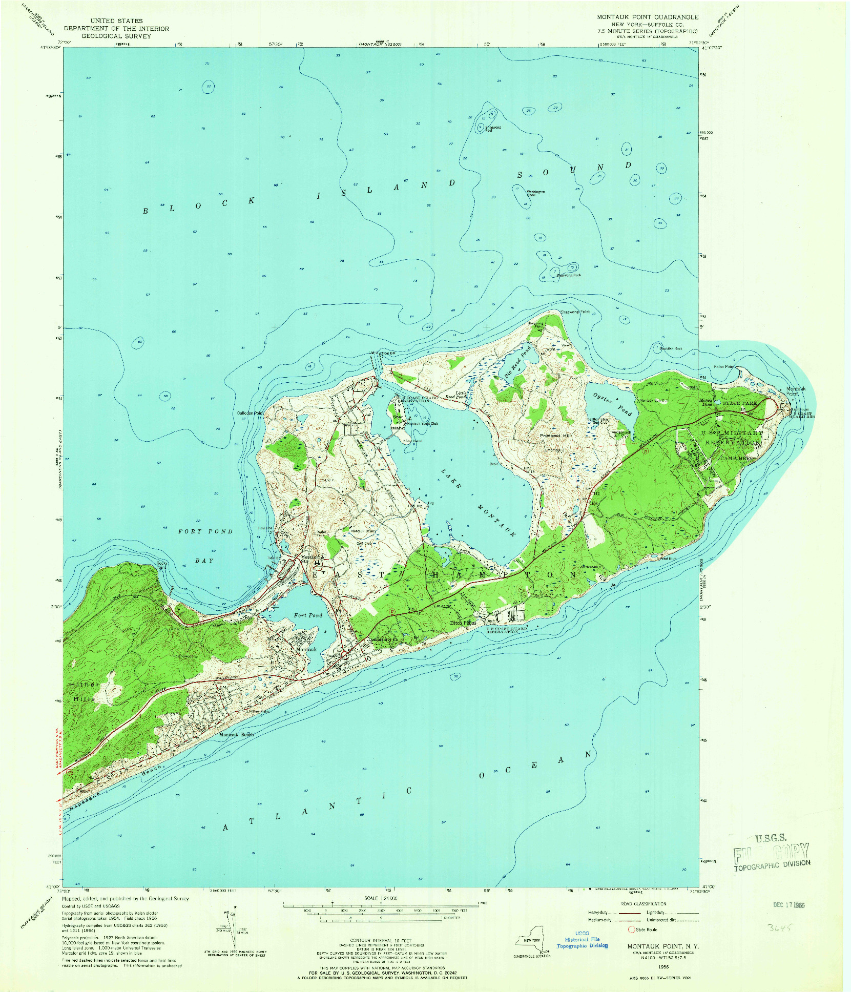 USGS 1:24000-SCALE QUADRANGLE FOR MONTAUK POINT, NY 1956