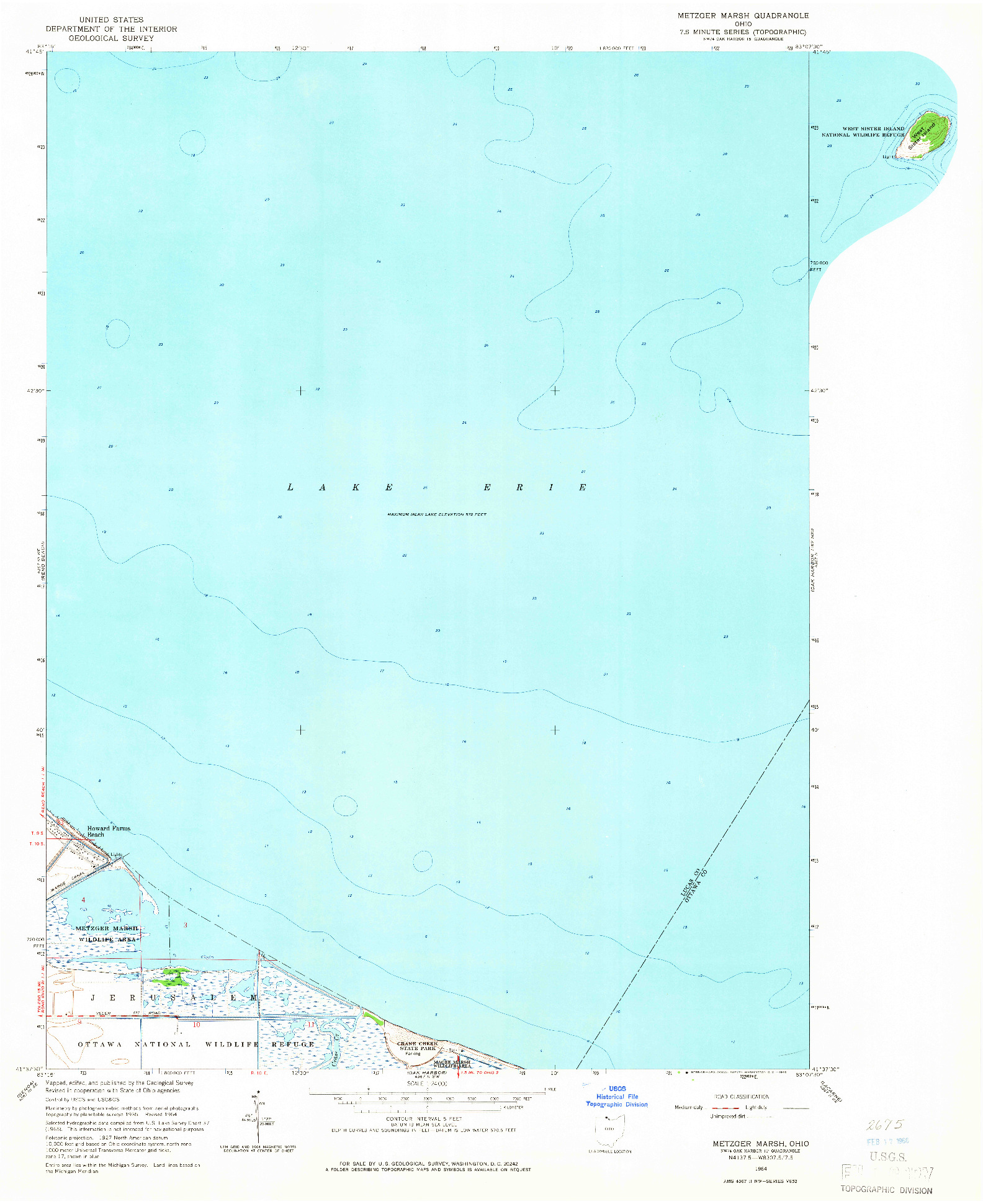 USGS 1:24000-SCALE QUADRANGLE FOR METZGER MARSH, OH 1964