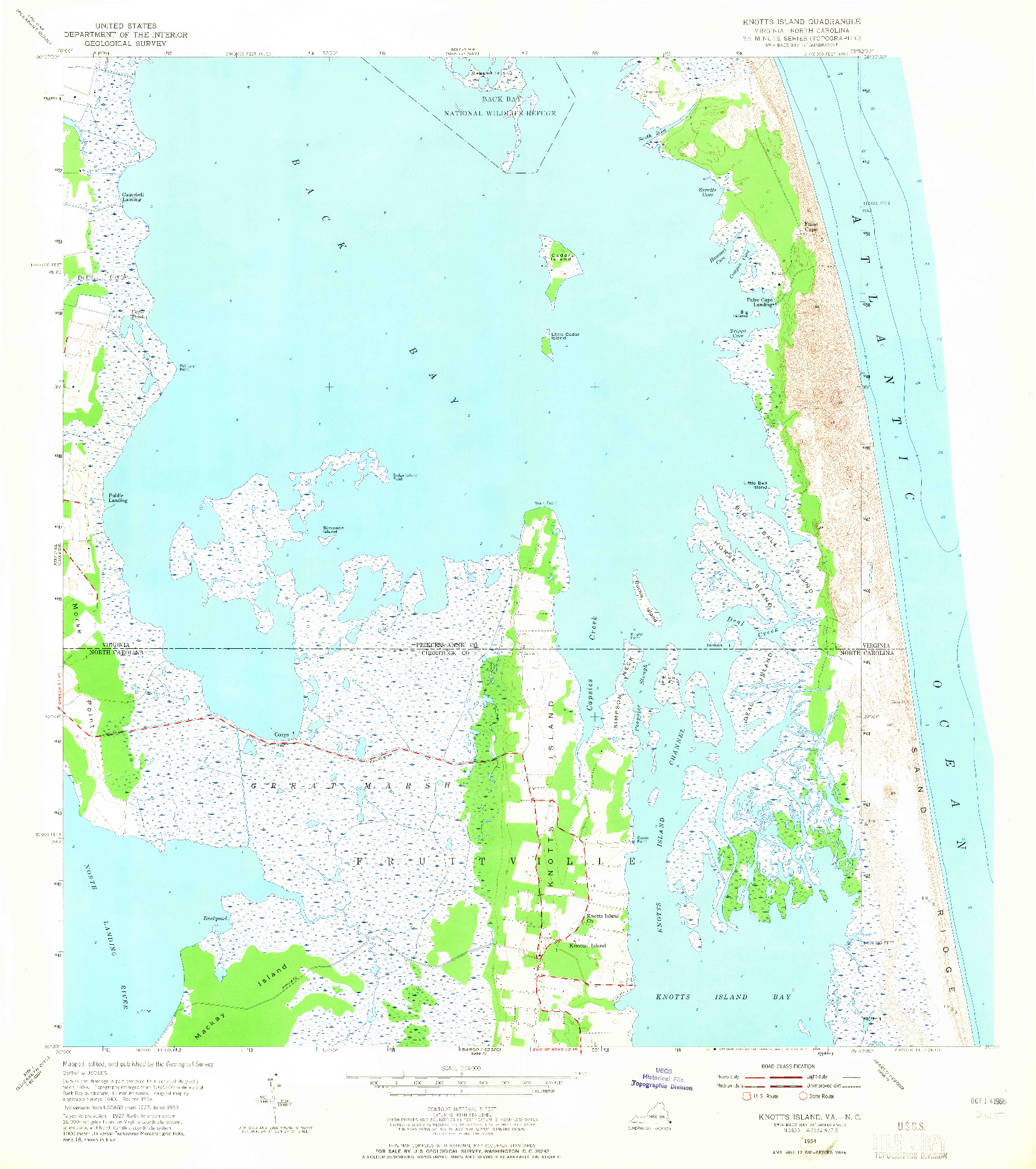 USGS 1:24000-SCALE QUADRANGLE FOR KNOTTS ISLAND, VA 1954