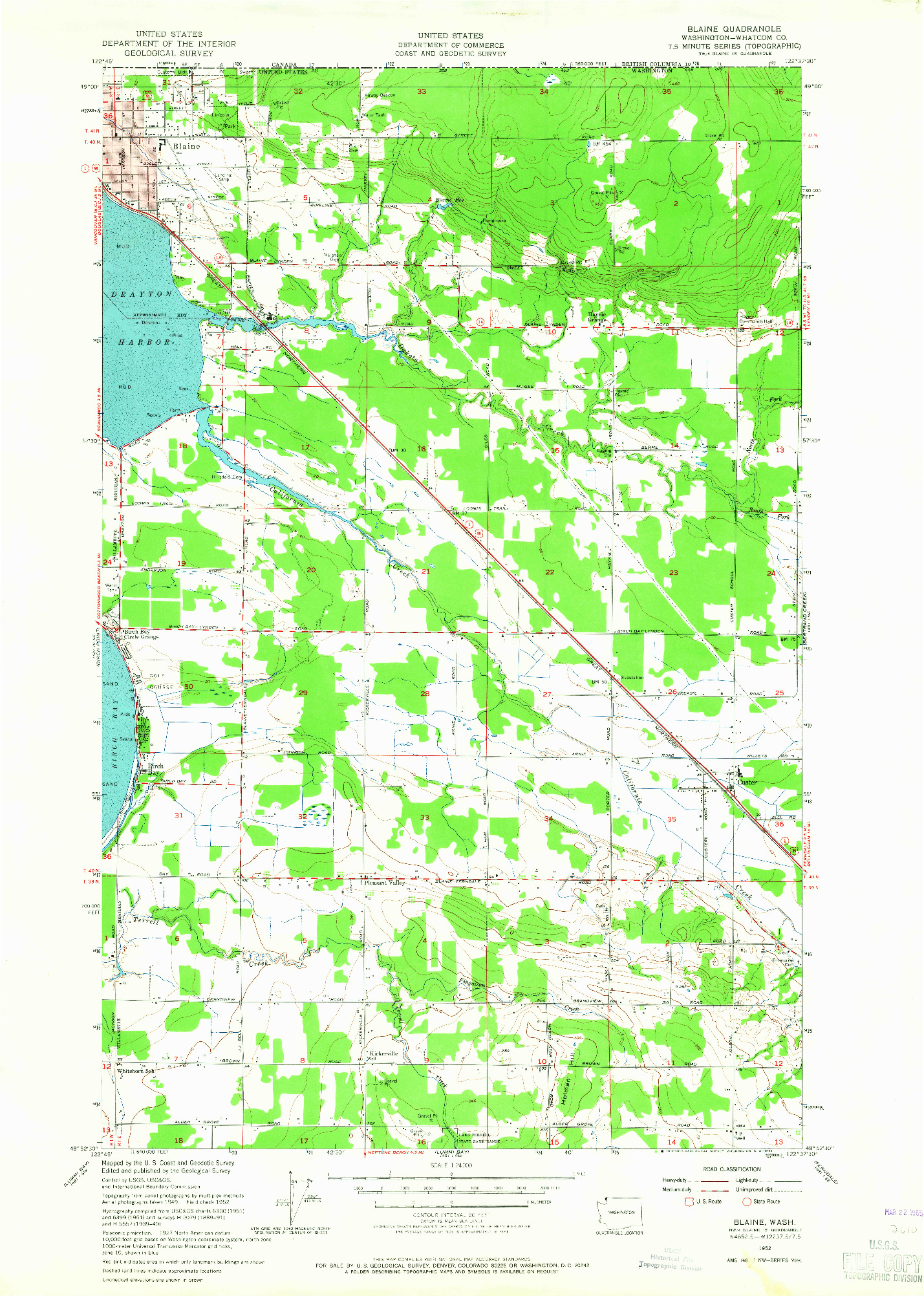 USGS 1:24000-SCALE QUADRANGLE FOR BLAINE, WA 1952